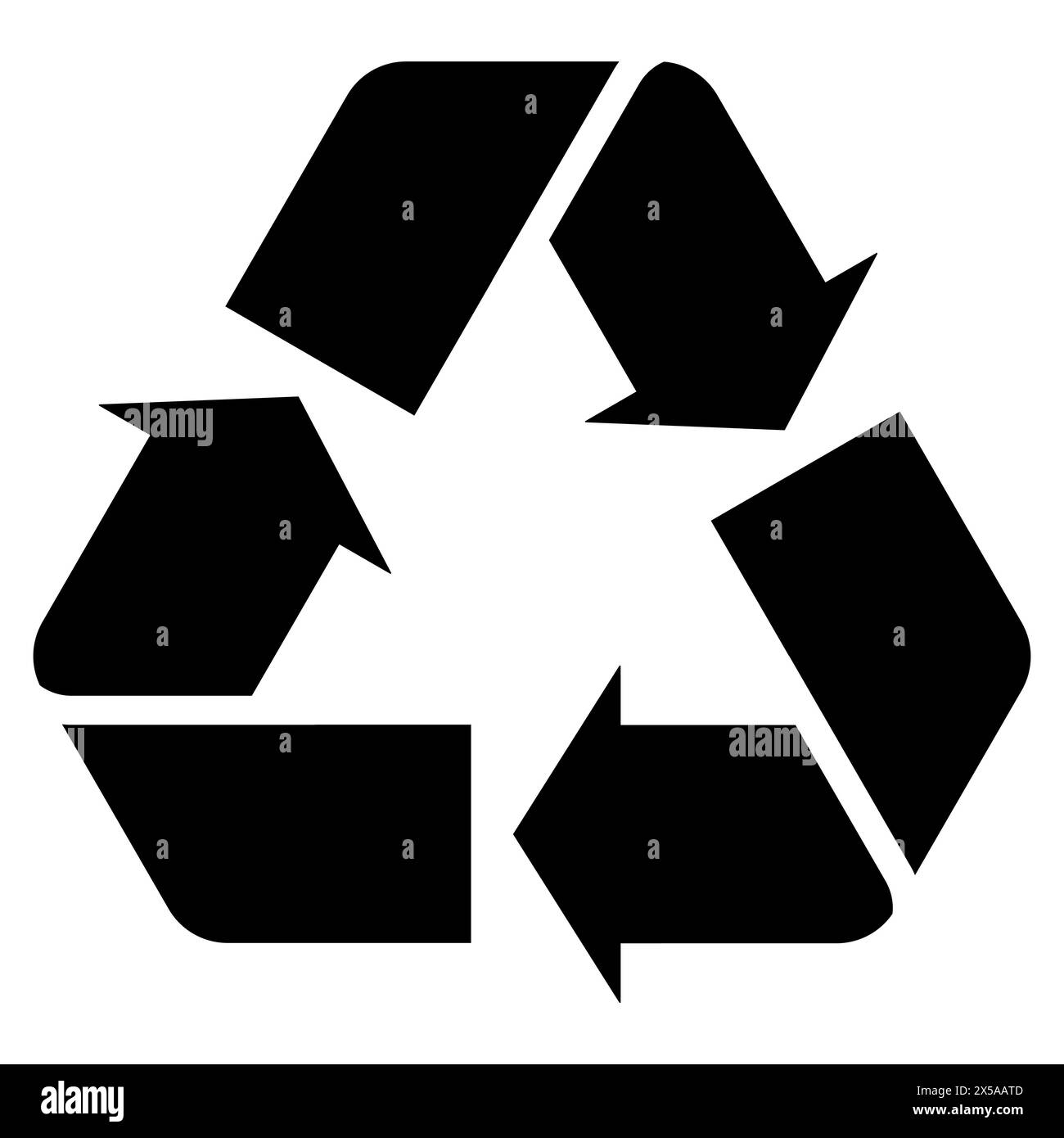 Icona del riciclo icona del vettore piatto nero elegante e moderno che rappresenta il simbolo universale del riciclaggio. Questo design minimalista è perfetto Illustrazione Vettoriale