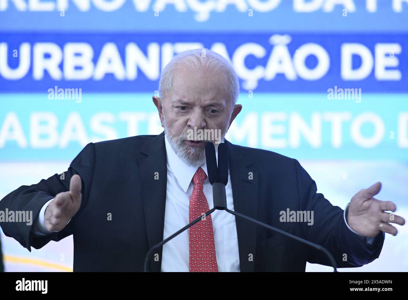 DF - BRASILIA - 05/08/2024 - BRASILIA, NUOVA CERIMONIA DI RILASCIO DEI RISULTATI PAC - il presidente della repubblica, Luiz Inacio Lula da Silva, durante la cerimonia di rilascio dei risultati del nuovo PAC tenutasi mercoledì 8 maggio . Foto: Mateus Bonomi/AGIF (foto di Mateus Bonomi/AGIF/Sipa USA) Foto Stock