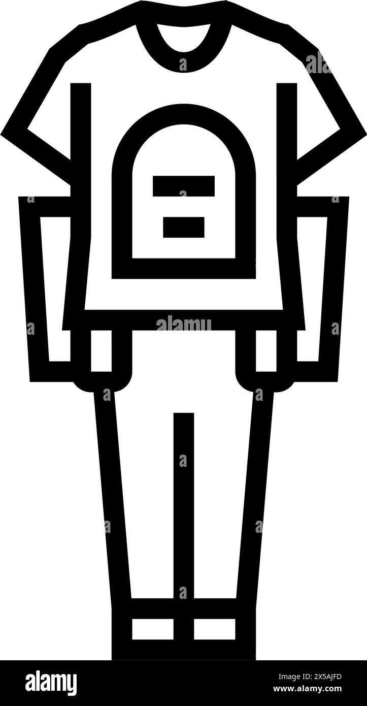 illustrazione vettoriale dell'icona della linea emo degli indumenti scuri Illustrazione Vettoriale