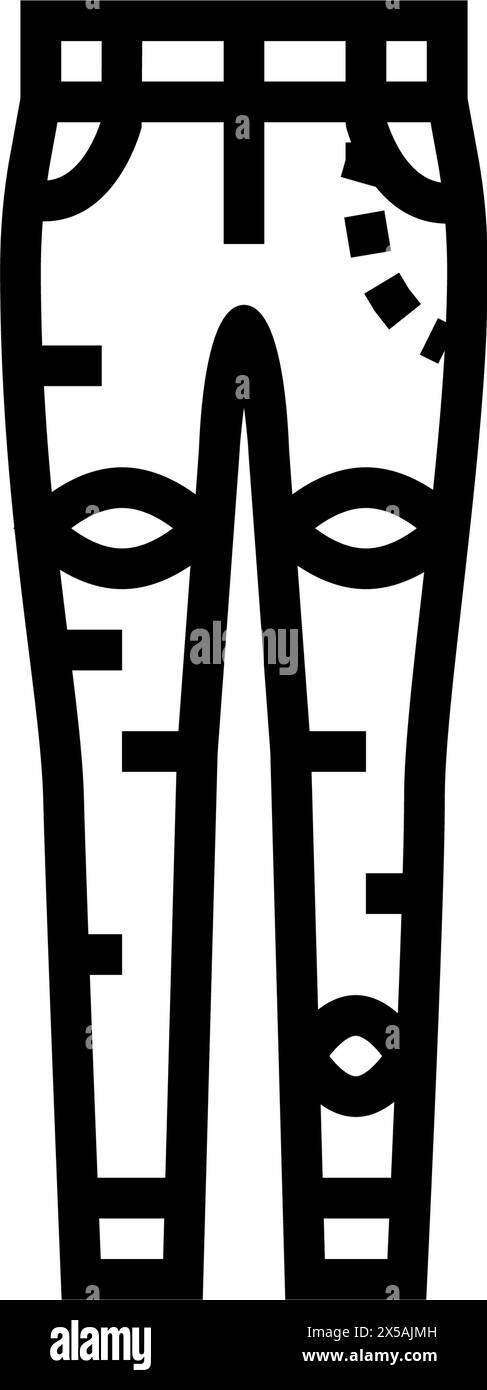 illustrazione vettoriale dell'icona della linea di jeans skinny Illustrazione Vettoriale