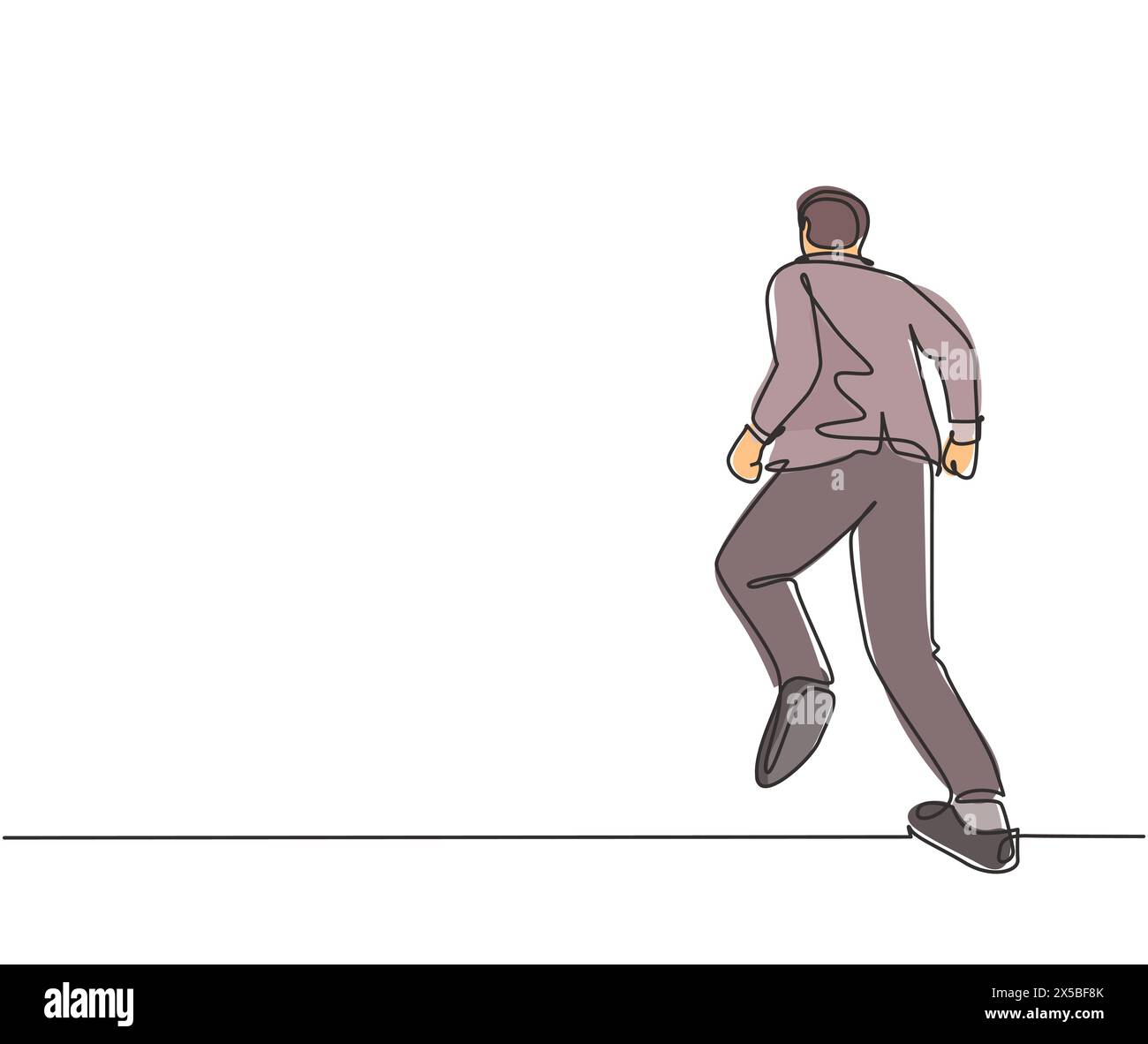 Un disegno continuo a linea singola di giovane mangiatoia maschile energica facendo jogging esercizio per andare in ufficio, dalla vista posteriore. Concep. Gara d'affari Illustrazione Vettoriale Un disegno continuo a linea singola di giovane mangiatoia maschile energica facendo jogging esercizio per andare in ufficio, dalla vista posteriore. Concep. Gara d'affari Illustrazione Vettoriale