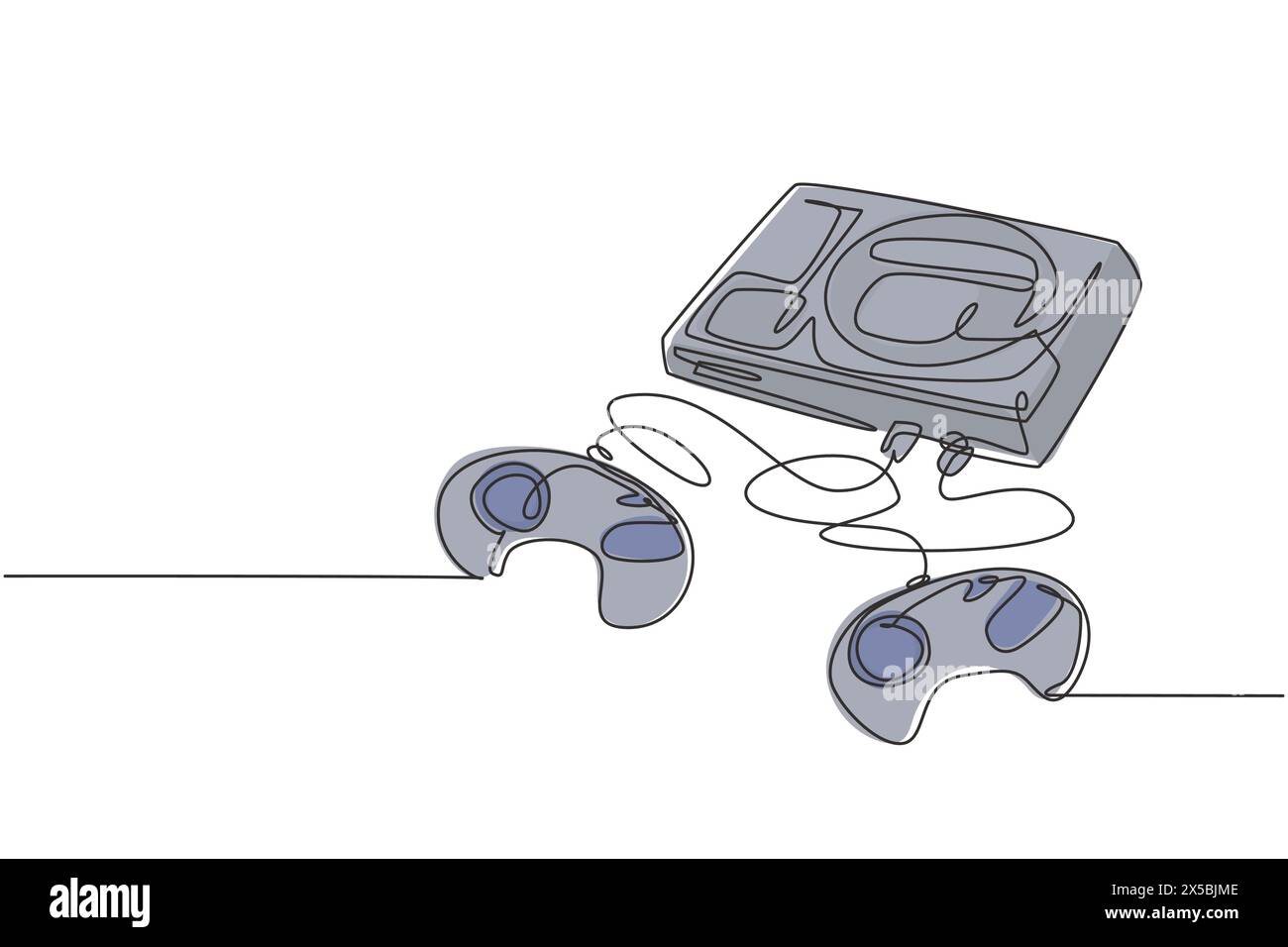 Disegno a linea singola di un vecchio e classico videoludico arcade con cassetta. Concept di oggetti di gioco per console vintage grafica a una linea Draw de Illustrazione Vettoriale