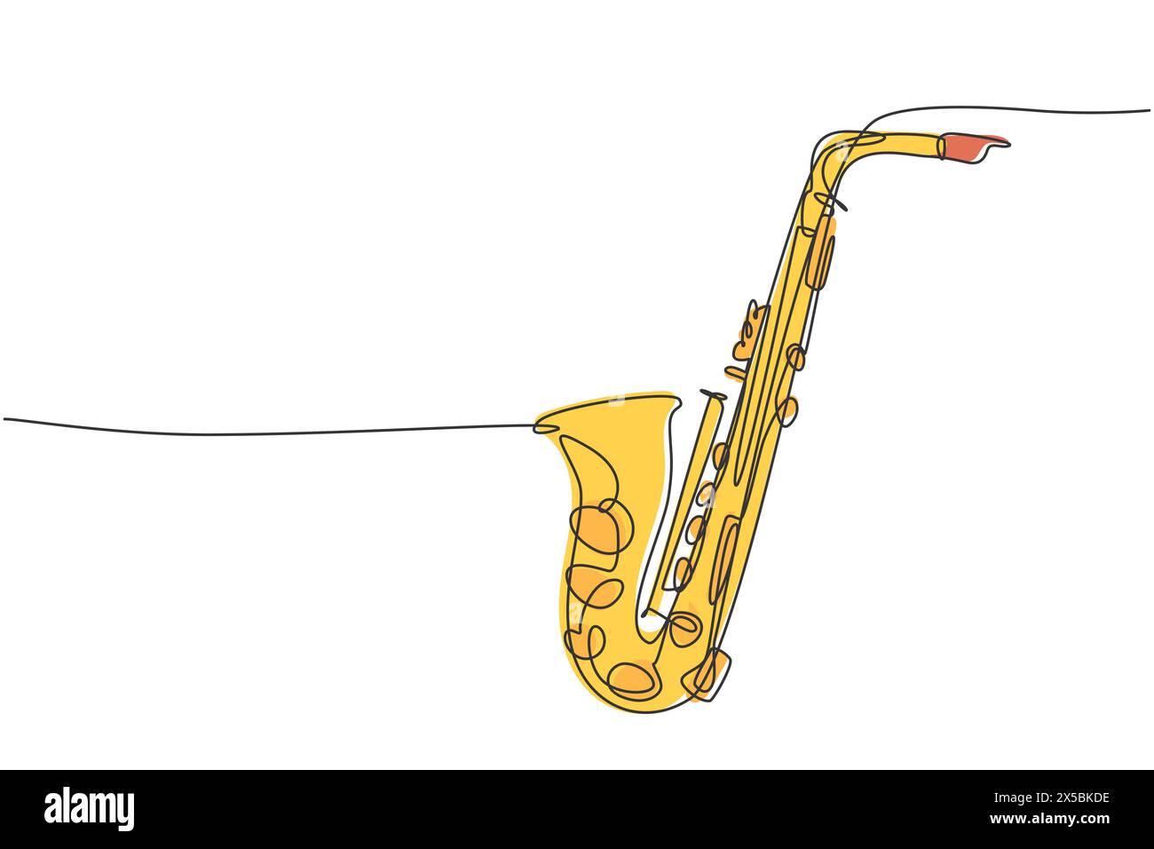 Un disegno a linea continua di sassofono classico. Concetto di strumenti per musica eolica. Disegno grafico a linea singola moderno illustrazione vettoriale Illustrazione Vettoriale