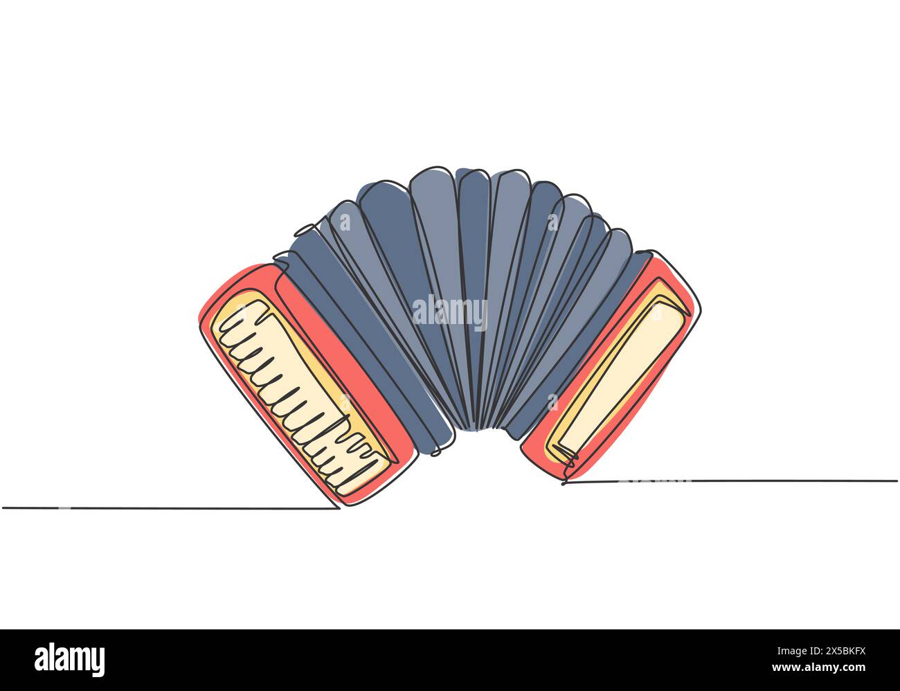 Un disegno a linea continua di fisarmonica classica. Strumenti musicali dinamici concetto di disegno a linea singola illustrazione grafica vettoriale Illustrazione Vettoriale