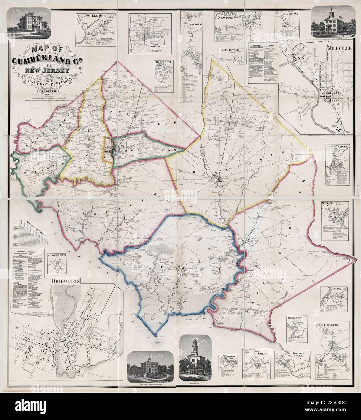 Mappa della contea di Cumberland, New Jersey : da indagini effettive, 1862 Foto Stock