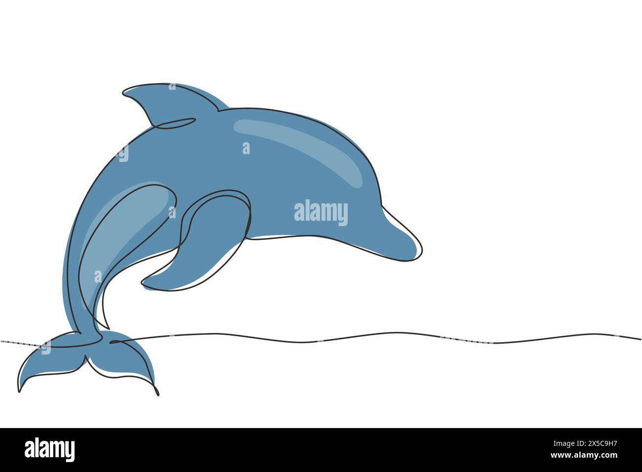 Una linea continua che disegna graziosi delfini blu, salta con i delfini ed esegue trucchi con palla per lo spettacolo di intrattenimento. Mascotte animale per nuotare Illustrazione Vettoriale Una linea continua che disegna graziosi delfini blu, salta con i delfini ed esegue trucchi con palla per lo spettacolo di intrattenimento. Mascotte animale per nuotare Illustrazione Vettoriale