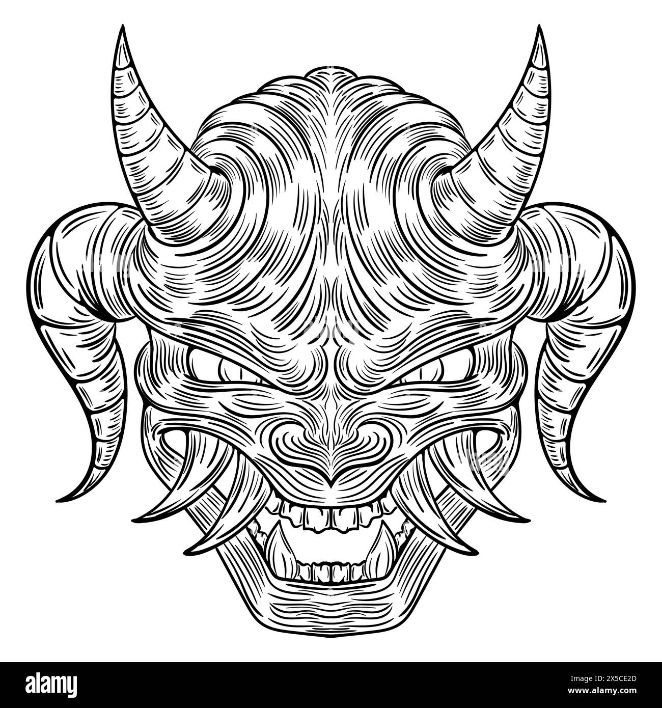 Attraverso elementi contorti e occhi malevamente forati, l'immagine cattura l'essenza di questi demoni interiori. Come promemoria del freddo fe nascosto Illustrazione Vettoriale