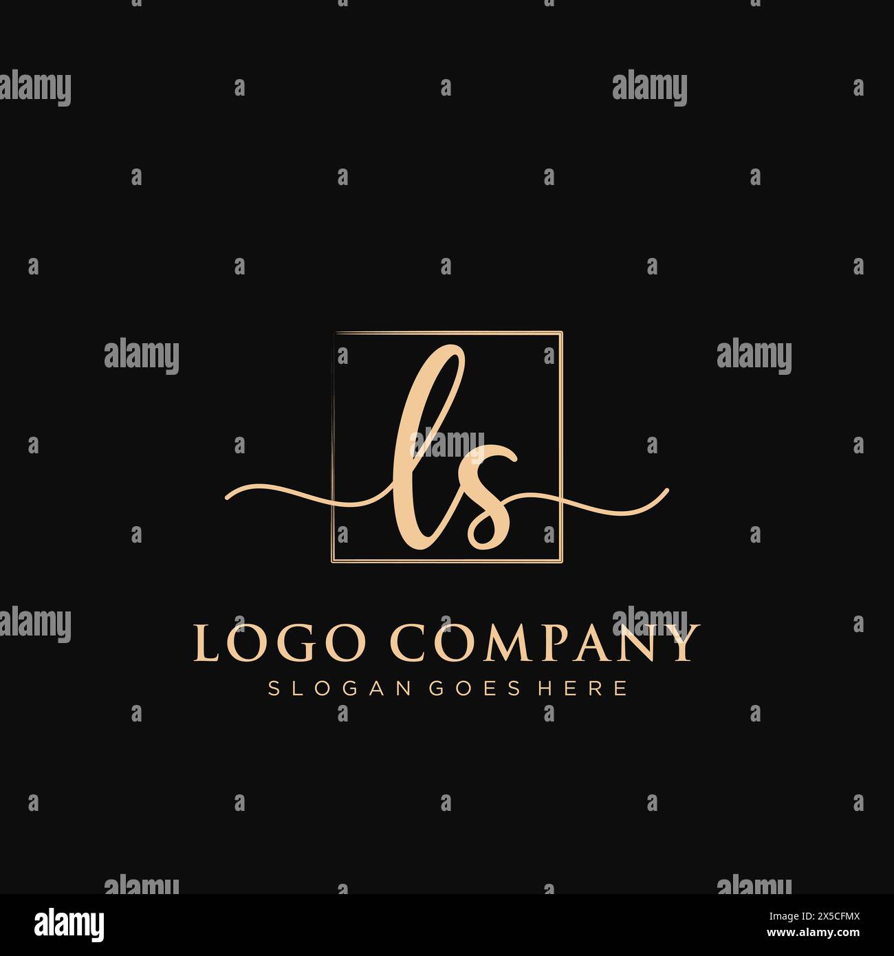 Logo iniziale LS con rettangolo Illustrazione Vettoriale