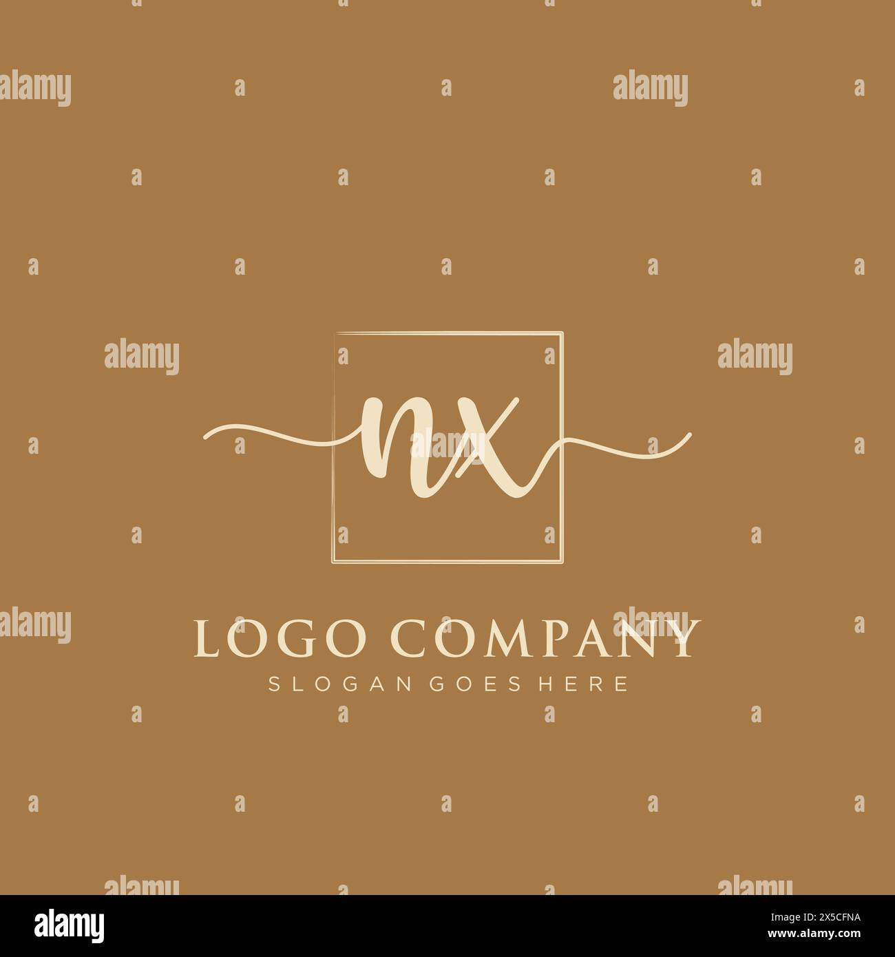 Logo iniziale NX con rettangolo Illustrazione Vettoriale