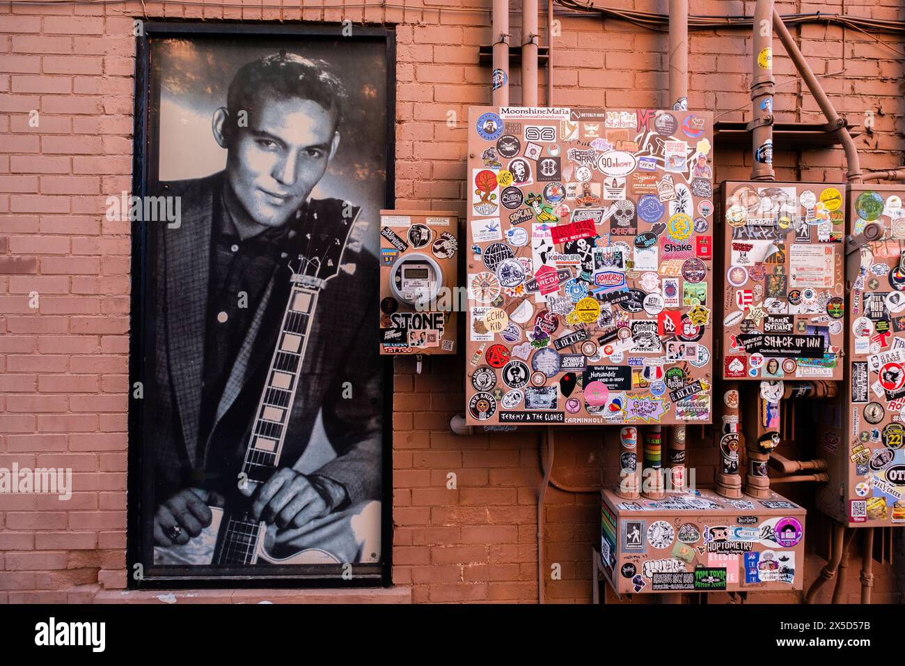 Foto del re di Rockabilly Carl Perkins ai Sun Studios di Memphis, Tennessee. Foto Stock