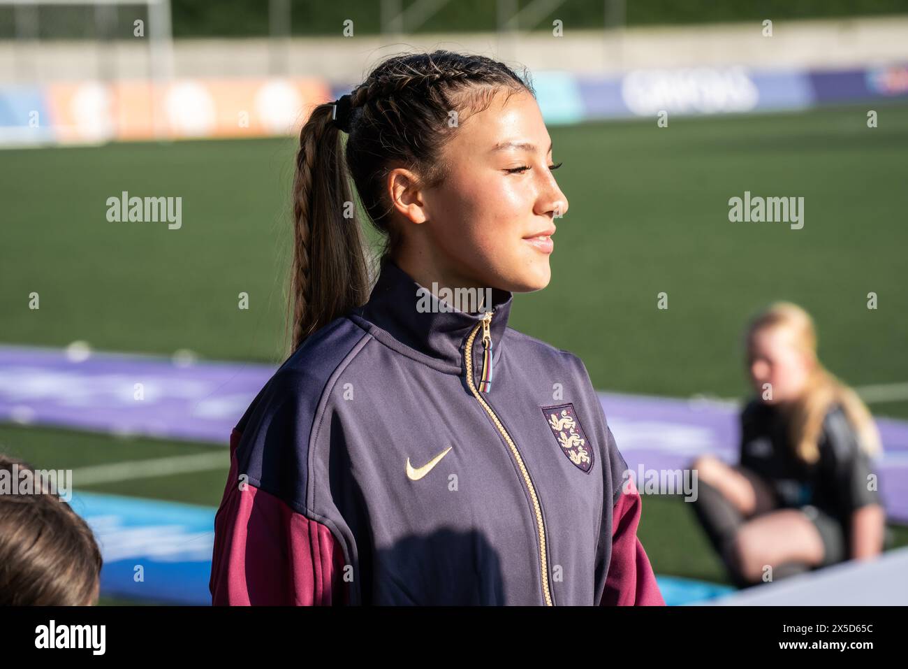 Lund, Svezia. 8 maggio 2024. Erica Parkinson, in Inghilterra, ha partecipato all'incontro del Campionato EUROPEO Under-17 tra Svezia e Inghilterra al Klostergaardens Idrottsplats di Lund. (Photo Credit: Gonzales Photo/Alamy Live News Foto Stock