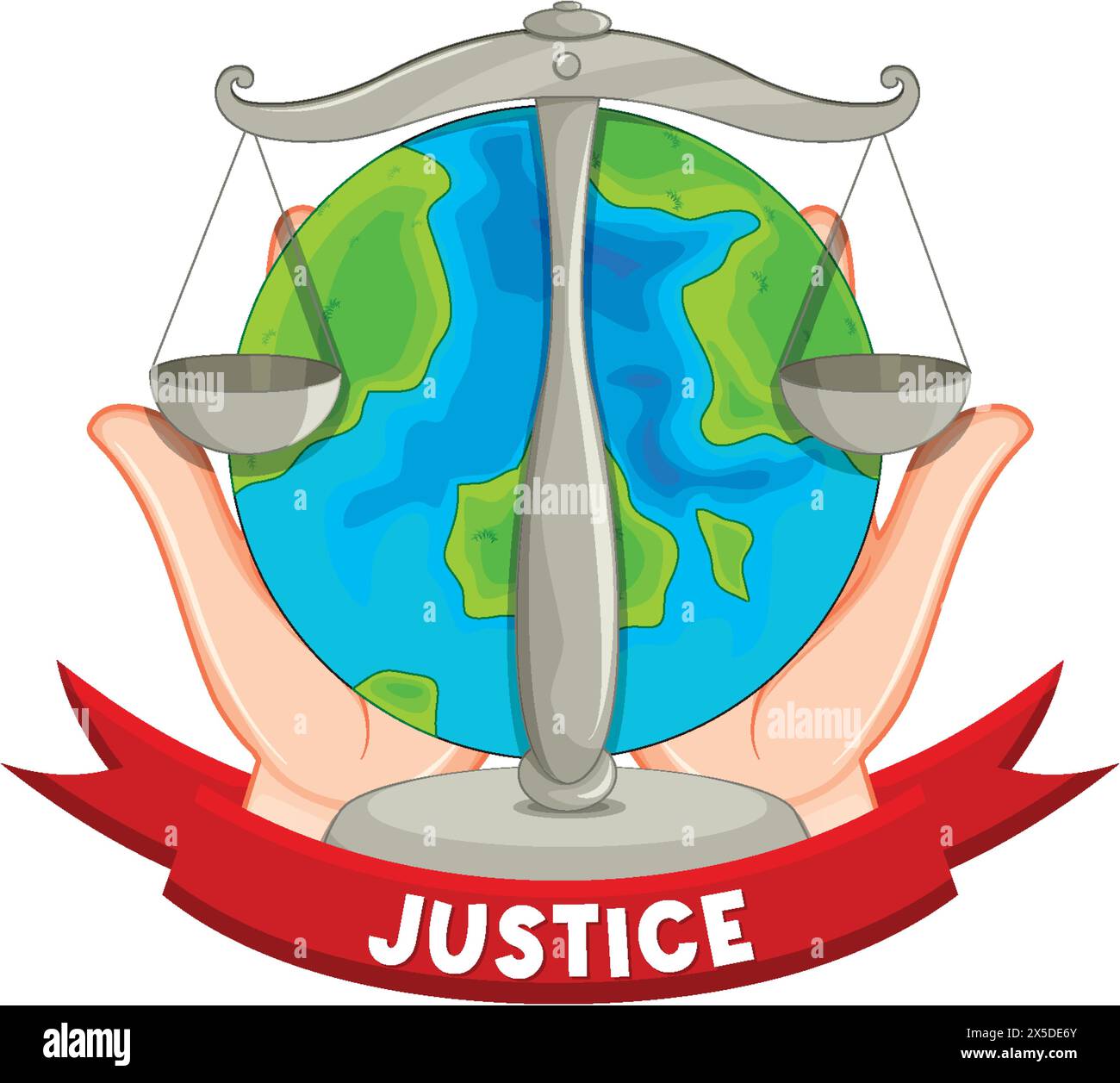 Mani che tengono una bilancia con la Terra bilanciata Illustrazione Vettoriale