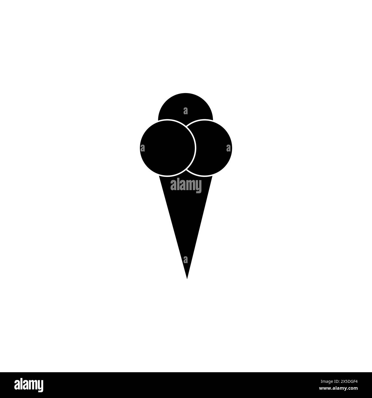 Icona vettoriale piatto cono gelato. Simbolo solido semplice isolato su sfondo bianco. Modello di design del cono Ice Cream per l'elemento dell'interfaccia utente Web e mobile Illustrazione Vettoriale
