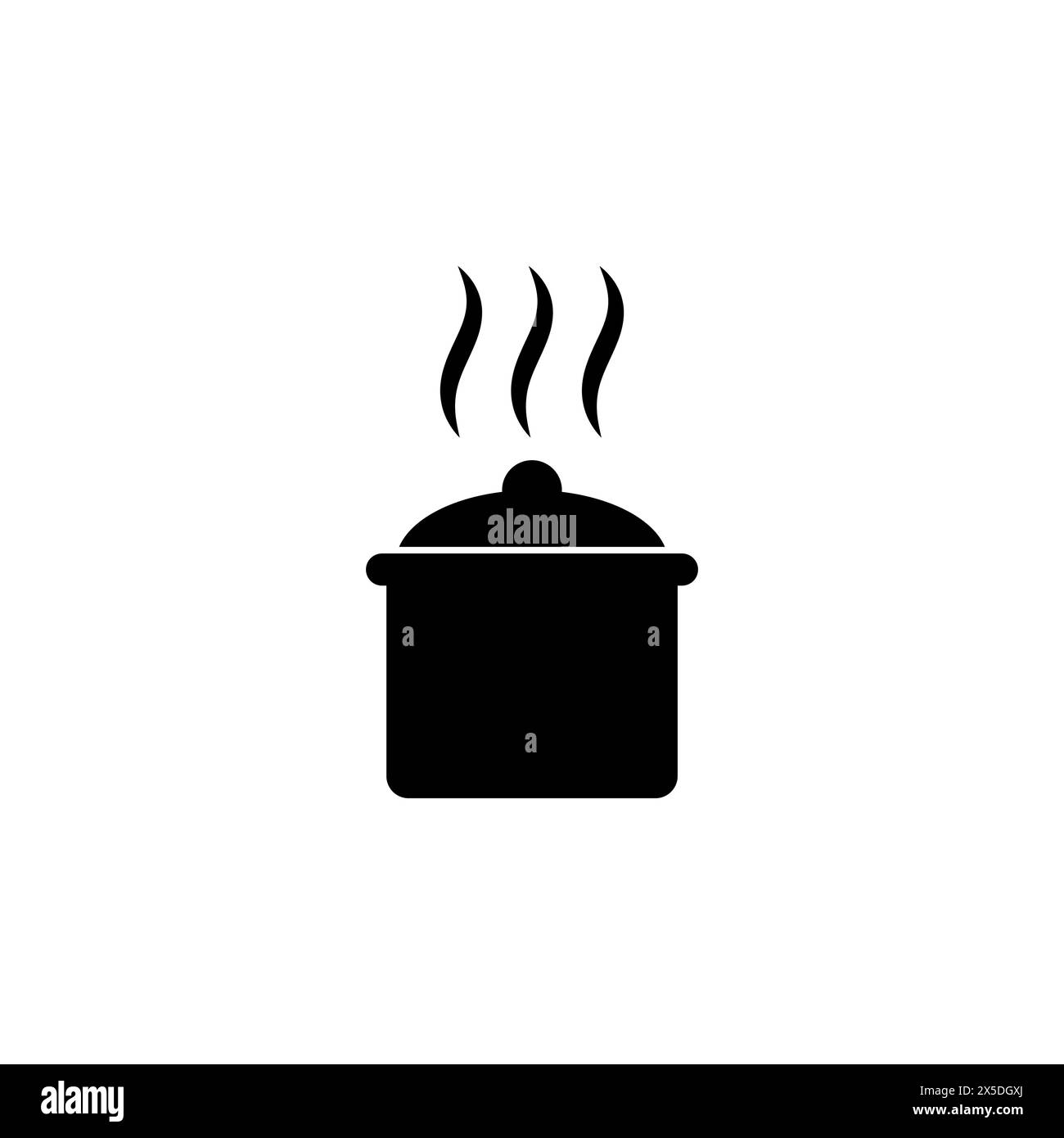 Icona del vettore piatto della teglia di cottura per ebollizione. Simbolo solido semplice isolato su sfondo bianco. Modello di disegno del cartello "Boiling Cooking Pan" per l'interfaccia utente Web e mobile Illustrazione Vettoriale