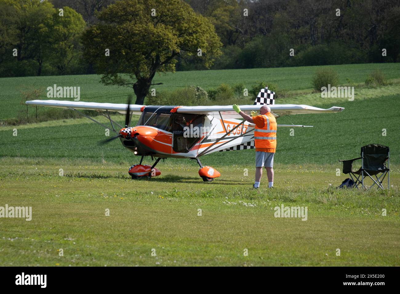 Skyranger Swift Aircraft G-CGKZ alla Fiera Popham Microlight nel maggio 2024 nell'Hampshire, Inghilterra Foto Stock