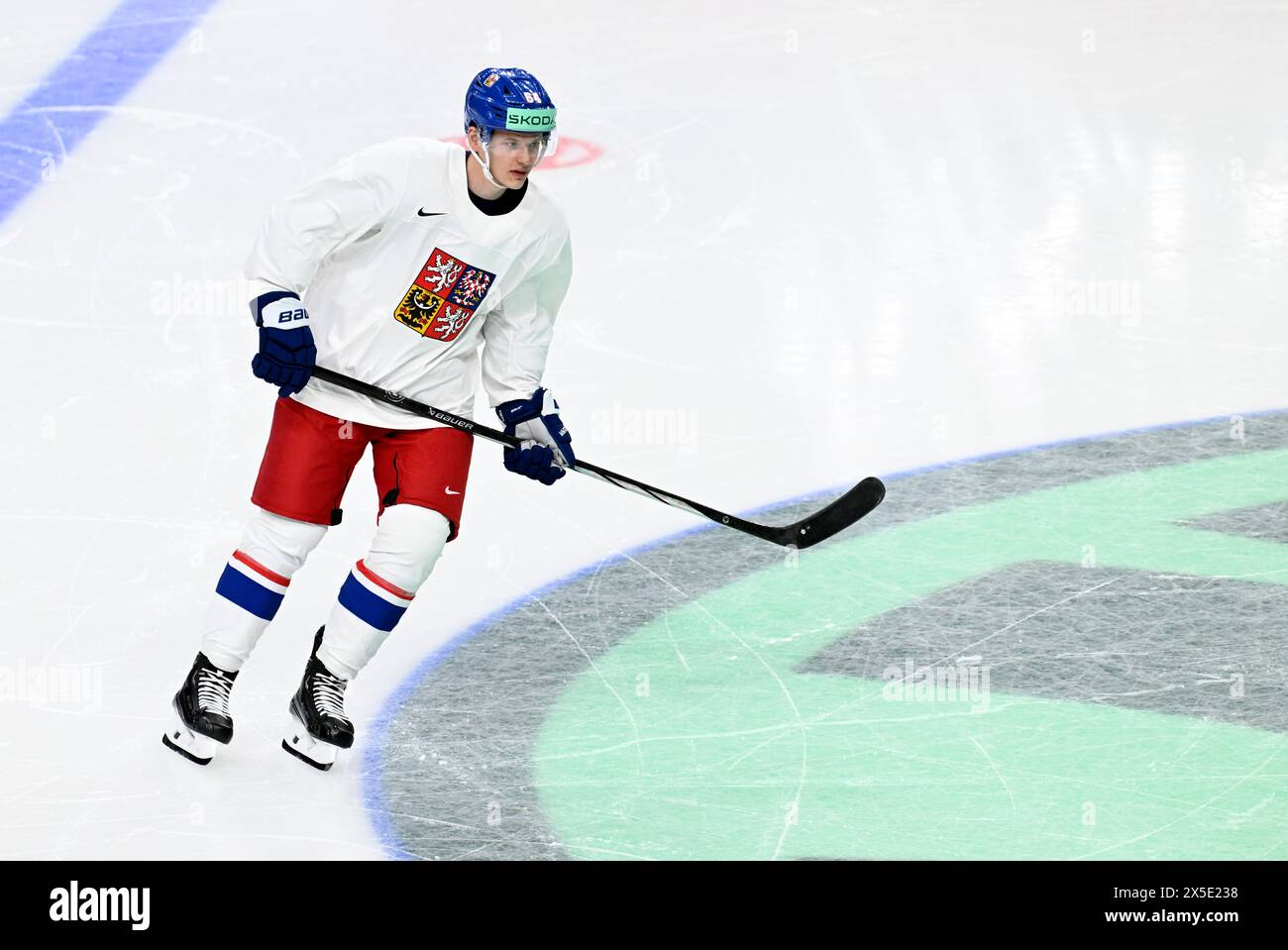 Praga, Repubblica Ceca. 9 maggio 2024. David Kampf durante gli allenamenti della nazionale di hockey della Repubblica Ceca a Praga, in Repubblica Ceca, 9 maggio 2024. Crediti: Katerina Sulova/CTK Photo/Alamy Live News Foto Stock