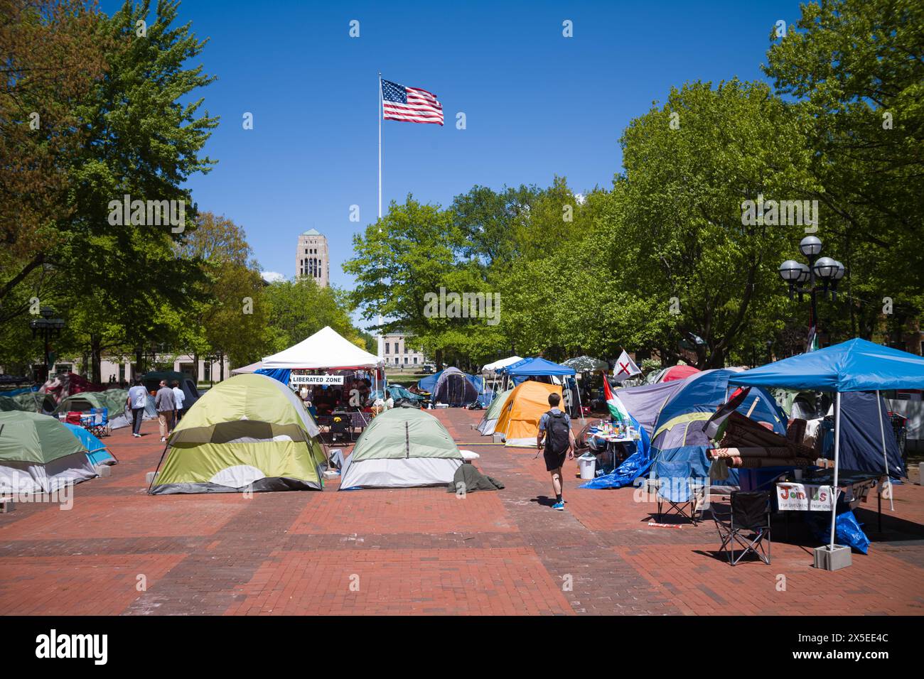 Gaza sostiene l'accampamento degli studenti sul diag presso l'Università del Michigan, Ann Arbor Michigan USA Foto Stock