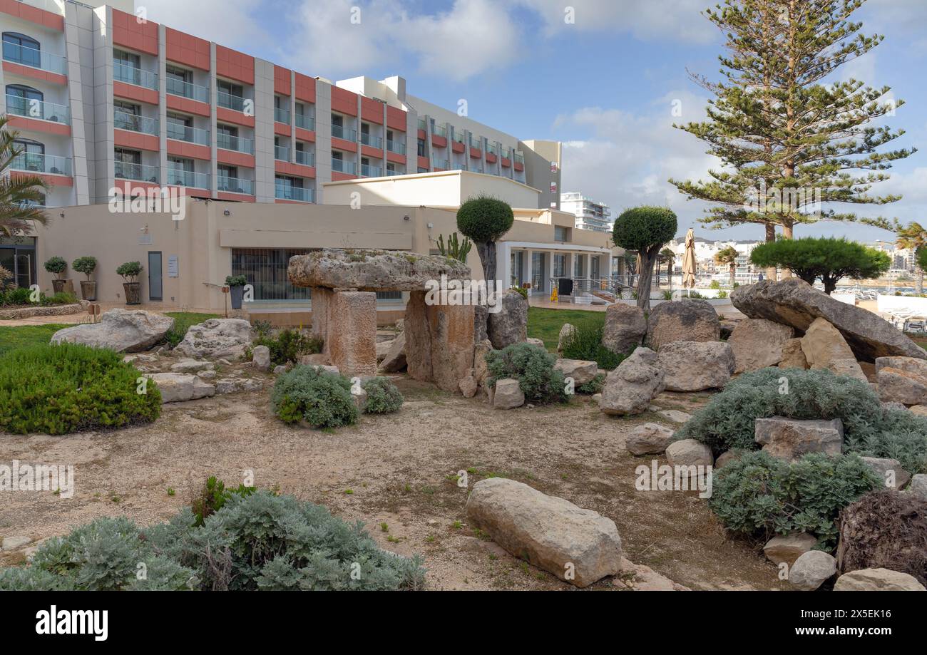 Tempio megalitico di Bugibba, baia di San Paolo, Malta Foto Stock