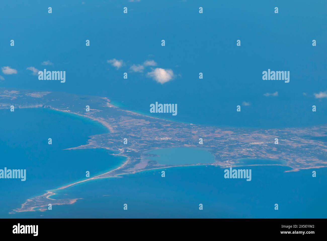 Vista aerea dell'isola di Formentera, delle Baleari, Spagna Foto Stock