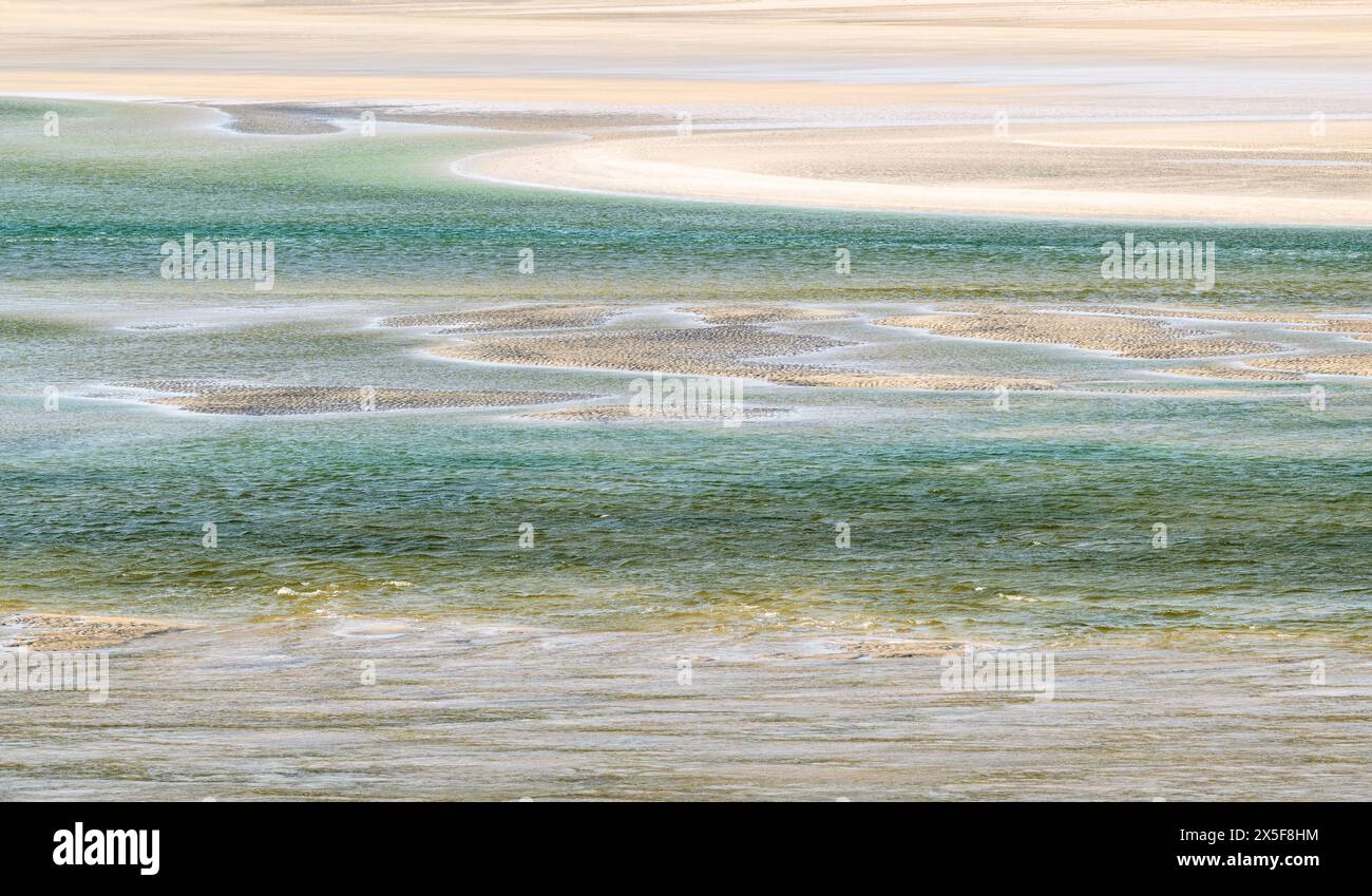 Motivi di sabbia marea a Luskentyre Sands, Isola di Harris, Ebridi esterne, Scozia Foto Stock