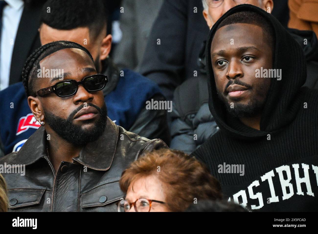 Parigi, Francia, Francia. 7 maggio 2024. Julien BOUADJIE (Tayc) e Dadju Djuna NSUNGULA durante la partita di UEFA Champions League tra Paris Saint-Germain e Borussia Dortmund al Parc des Princes Stadium il 7 maggio 2024 a Parigi, Francia. (Credit Image: © Matthieu Mirville/ZUMA Press Wire) SOLO PER USO EDITORIALE! Non per USO commerciale! Foto Stock