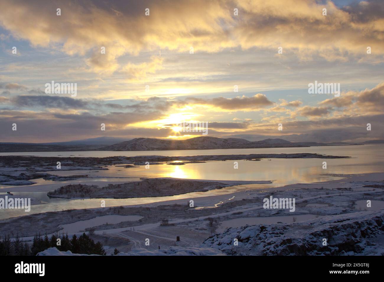 Islanda in inverno, paesaggio panoramico Foto Stock