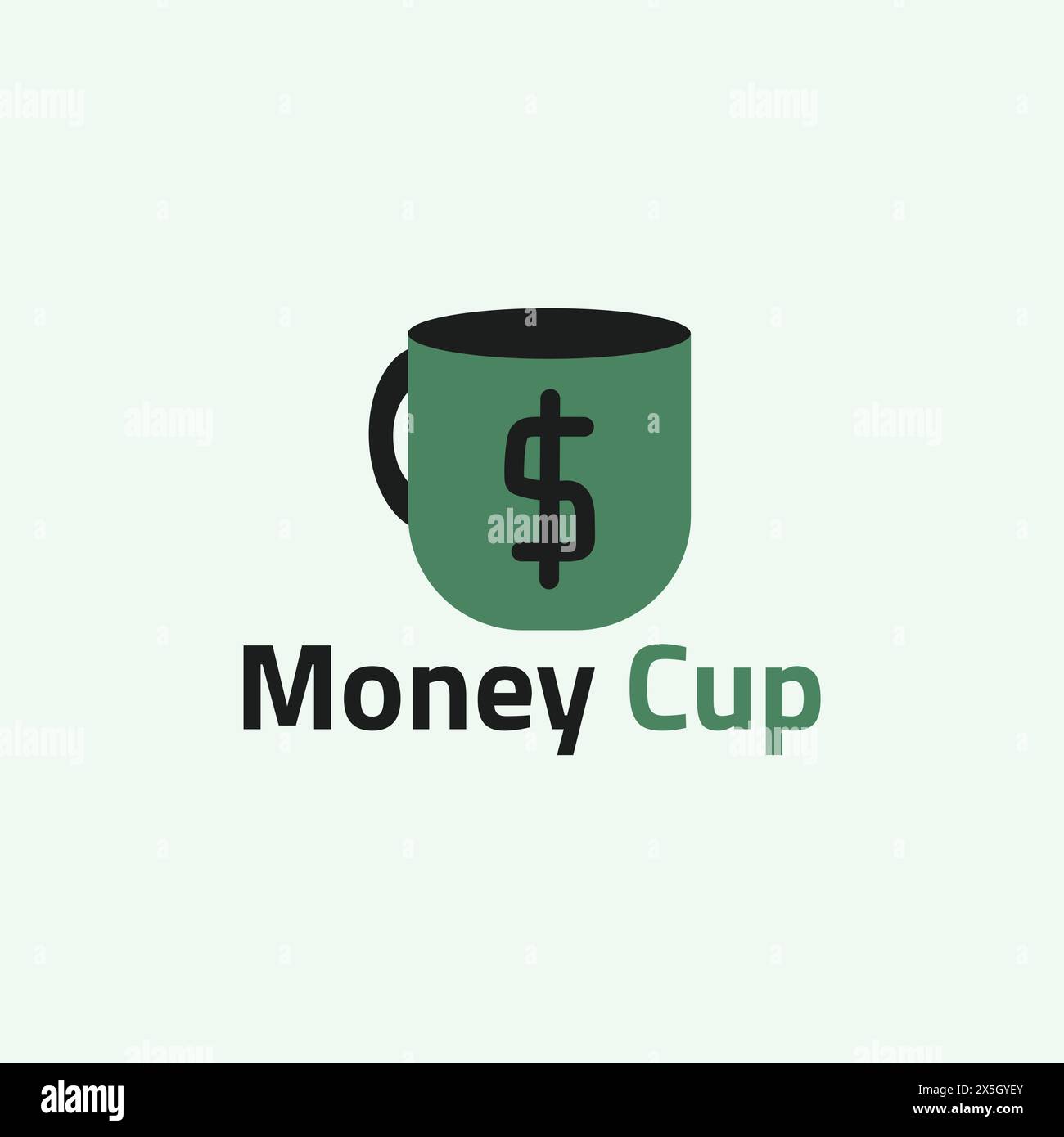 Un semplice logo della tazza con un simbolo di valuta al centro. Illustrazione Vettoriale