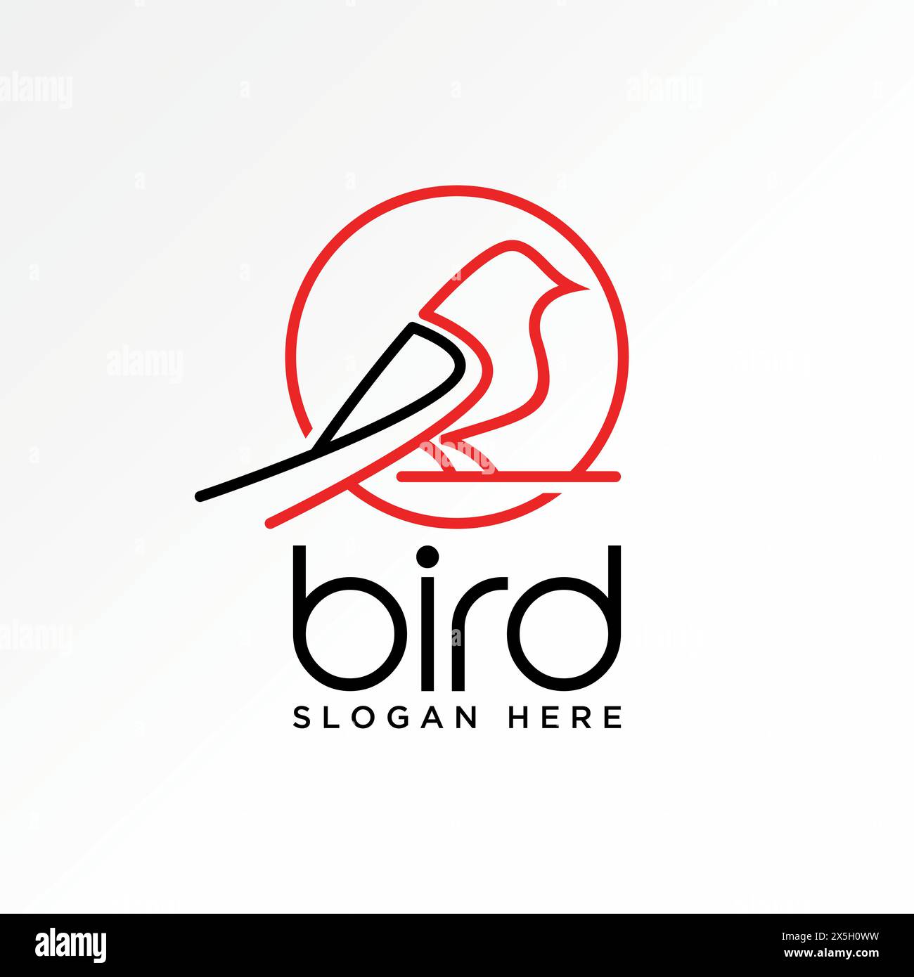 Design del logo concept grafico vettore creativo emblema astratto di alta qualità cerchio grafica linea esclusiva uccello su stelo relativo al disegno creativo in libertà Illustrazione Vettoriale