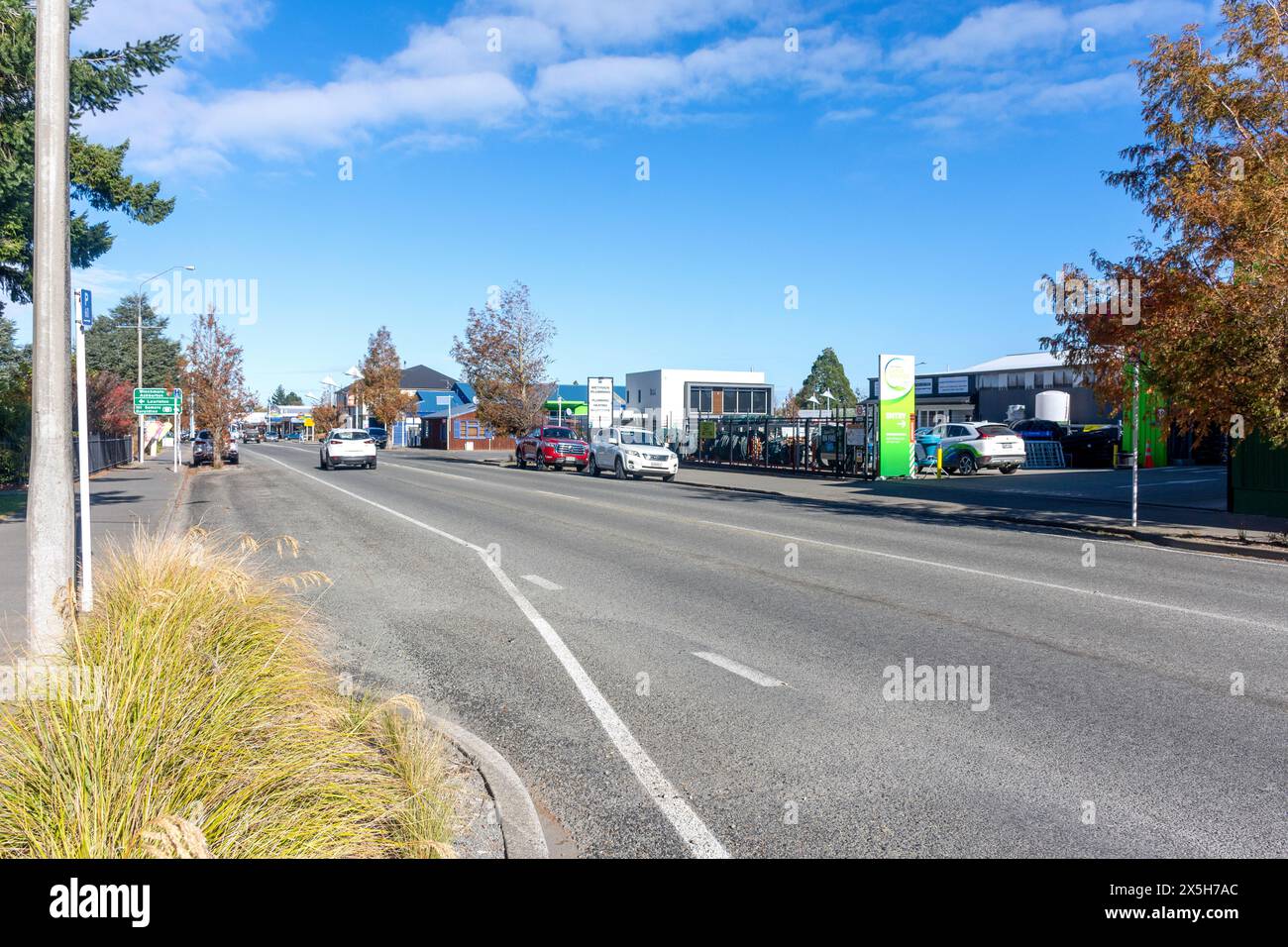 Main Road, Methven, Canterbury, South Island, nuova Zelanda Foto Stock