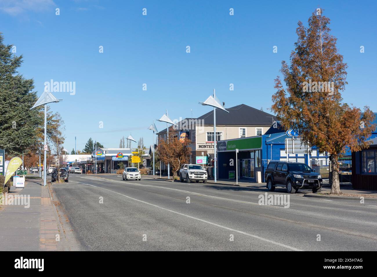 Main Road, Methven, Canterbury, South Island, nuova Zelanda Foto Stock