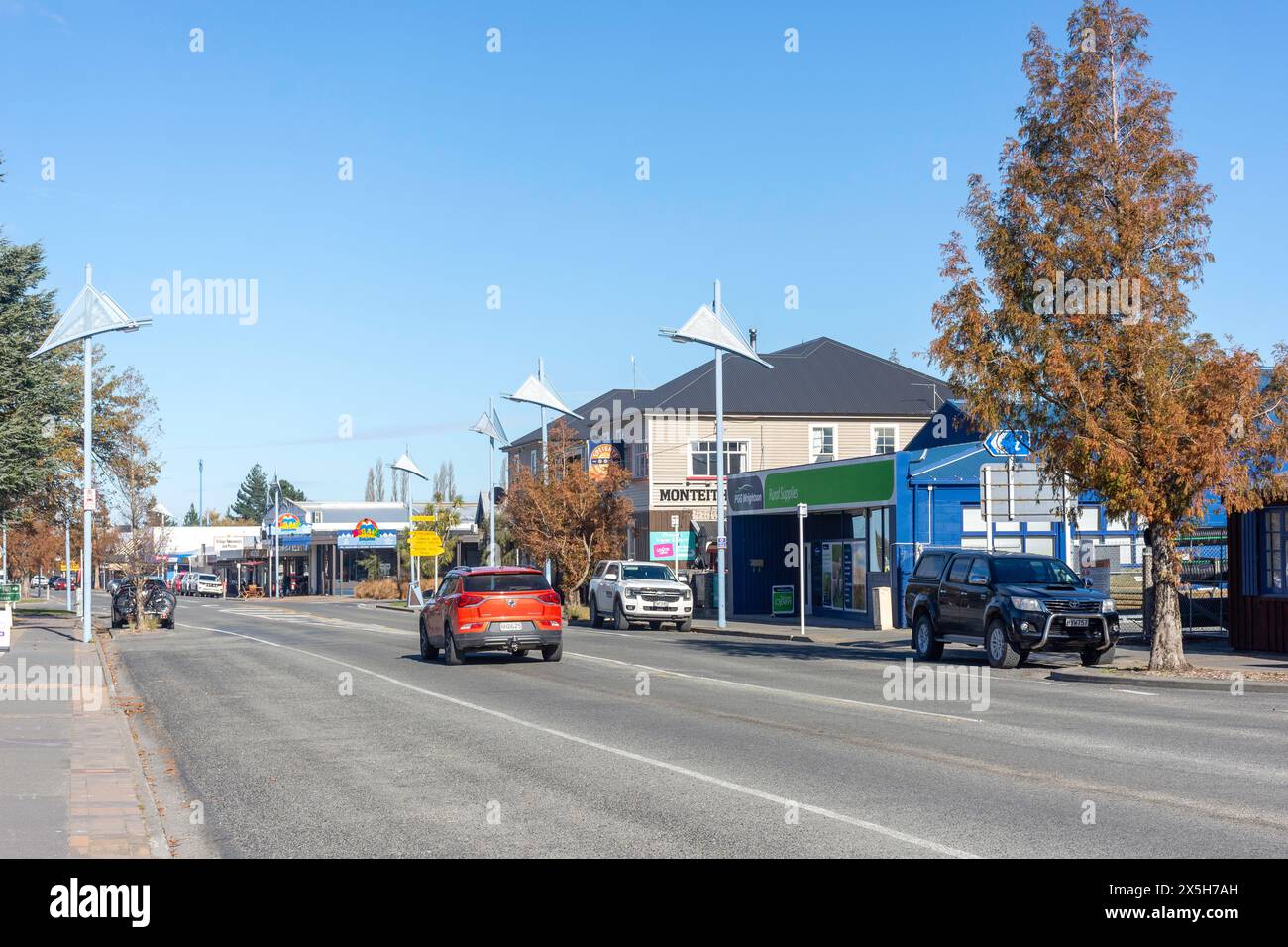 Main Road, Methven, Canterbury, South Island, nuova Zelanda Foto Stock