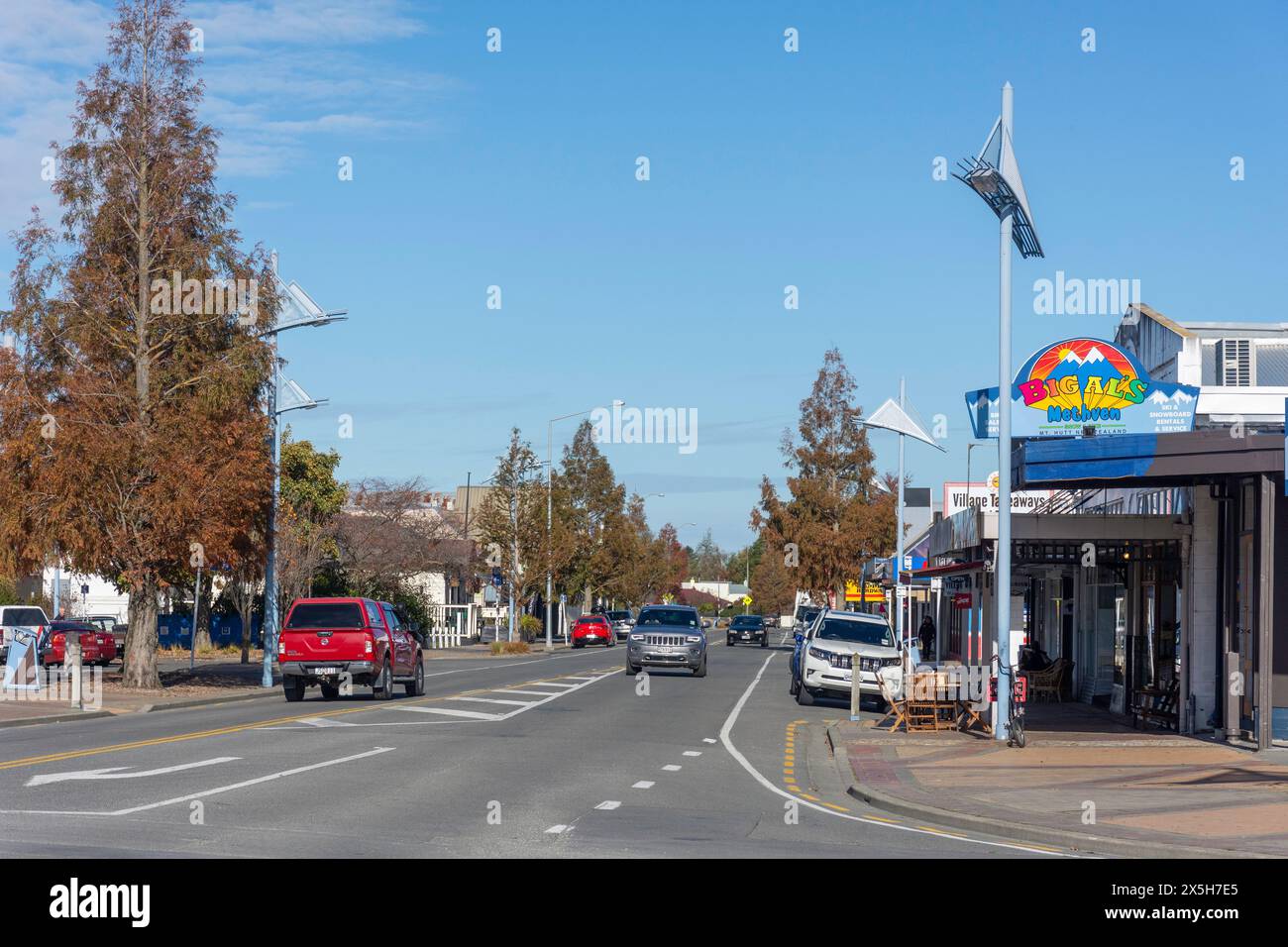 Centro città, Main Road, Methven, Canterbury, South Island, nuova Zelanda Foto Stock