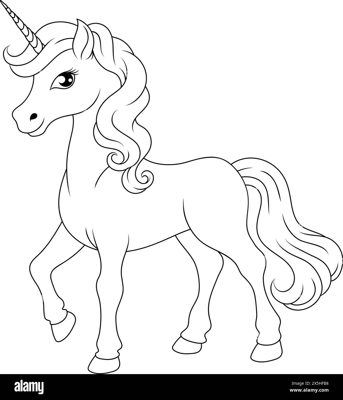 Unicorn Horn Horse Cartoon Mascot di Myth Illustrazione Vettoriale