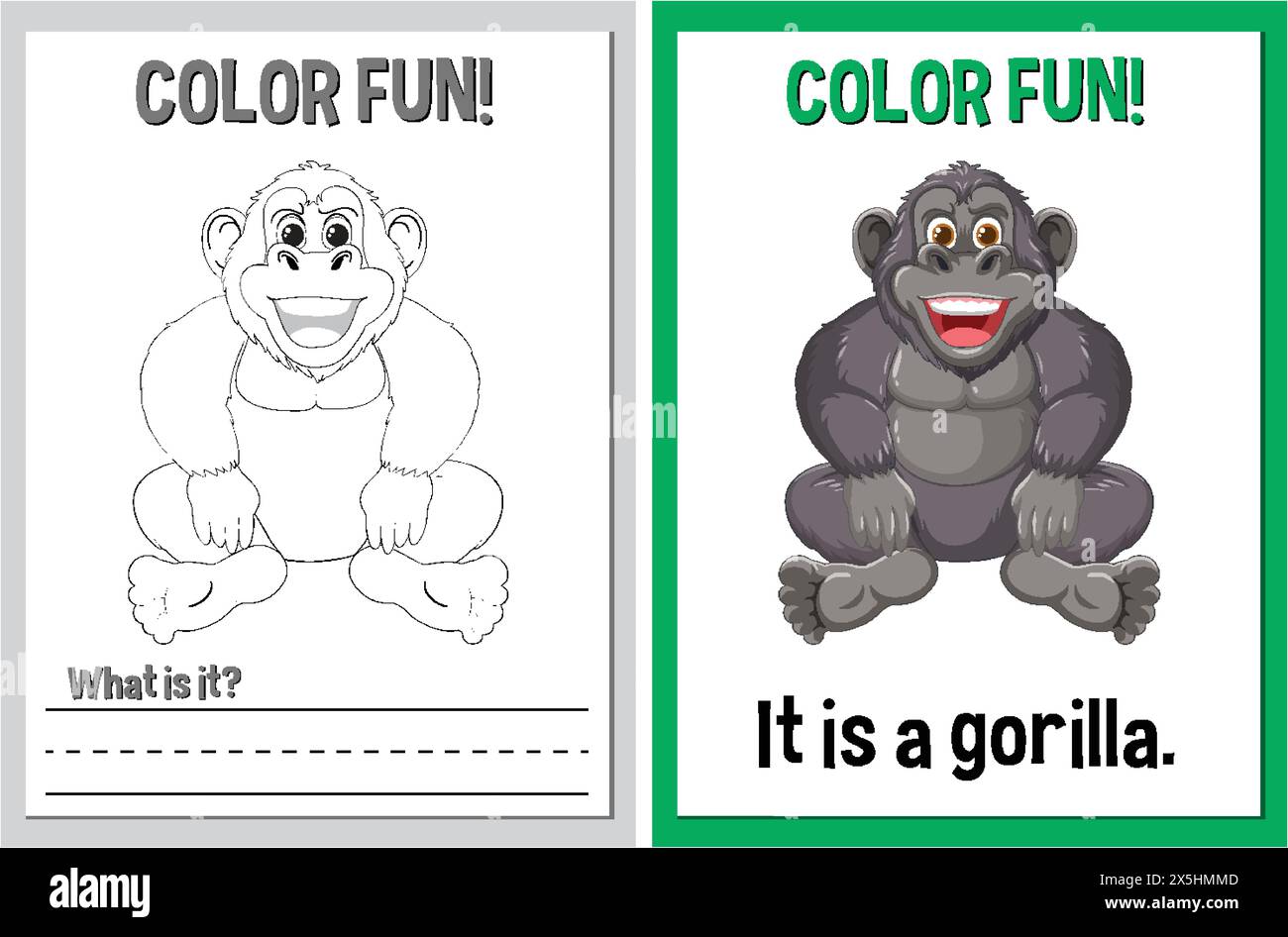 Pagine da colorare con un allegro gorilla Illustrazione Vettoriale