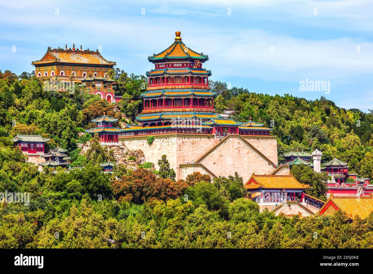 Longevity Hill, Torre della fragranza di Buddha, Palazzo d'Estate, Pechino, Cina. I caratteri cinesi dicono "Buddha Fragrance Tower" Foto Stock