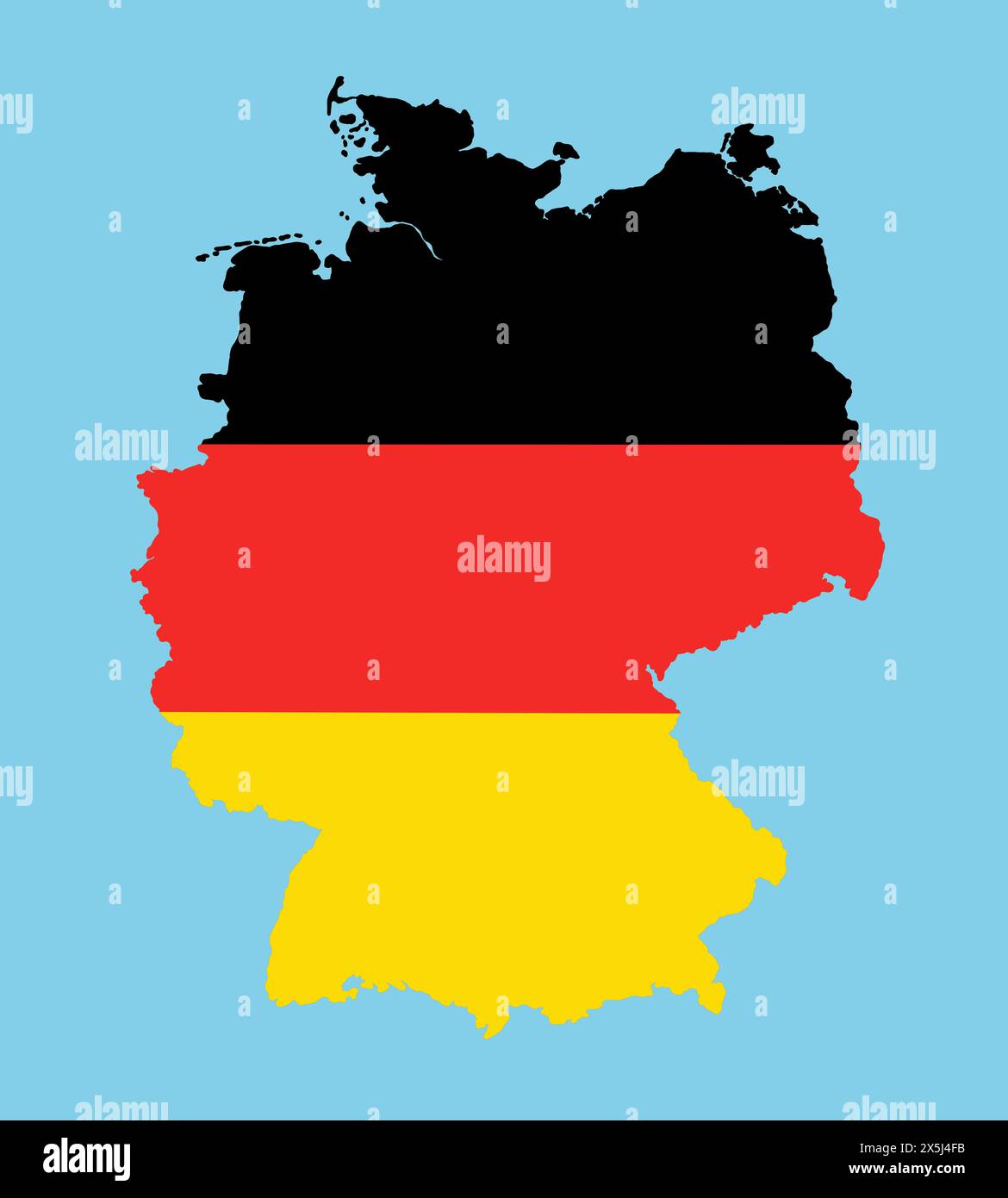 Mappa della Germania in colori nazionali. Illustrazione della mappa del paese europeo. Foto Stock