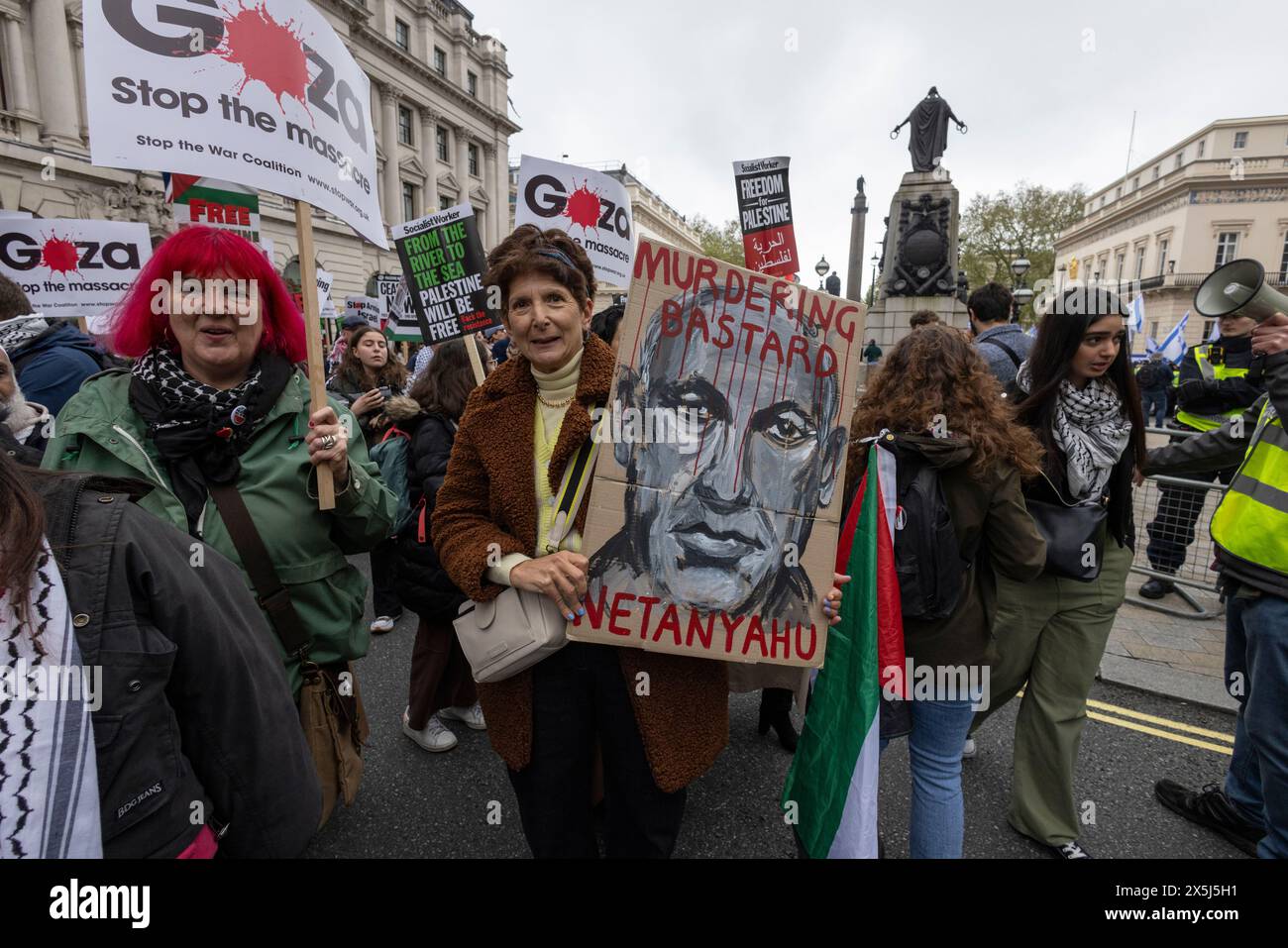 Marcia di protesta del blocco ebraico, centro di Londra, Inghilterra, 27 aprile 2024 Foto Stock