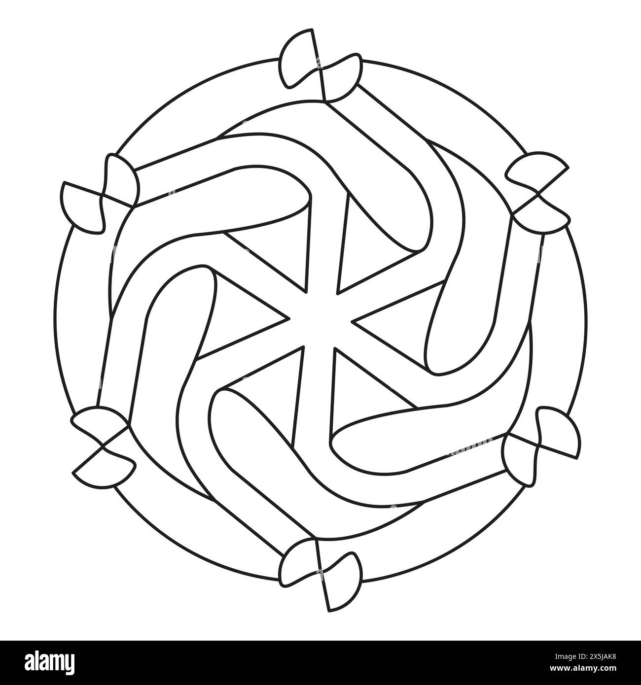 Pagina dei libri coloranti Mandala Center Kids per l'interno del libro KDP. Petali tranquilli, capacità di rilassarsi, esperienze cerebrali, Haven armonioso, Ritratto pacifico Illustrazione Vettoriale