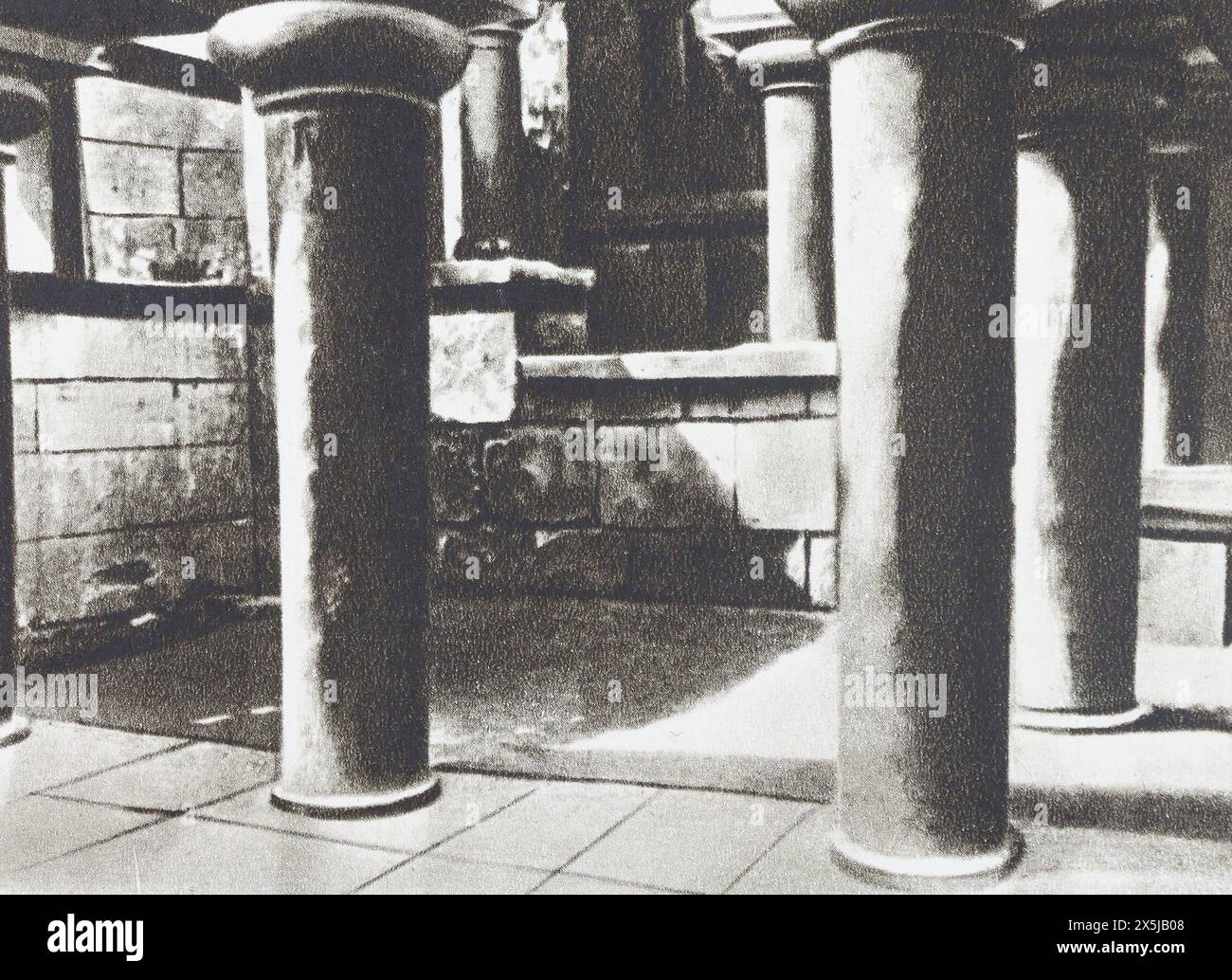 Colonne del Palazzo di Cnosso. Fotografie della prima metà del XX secolo. Foto Stock