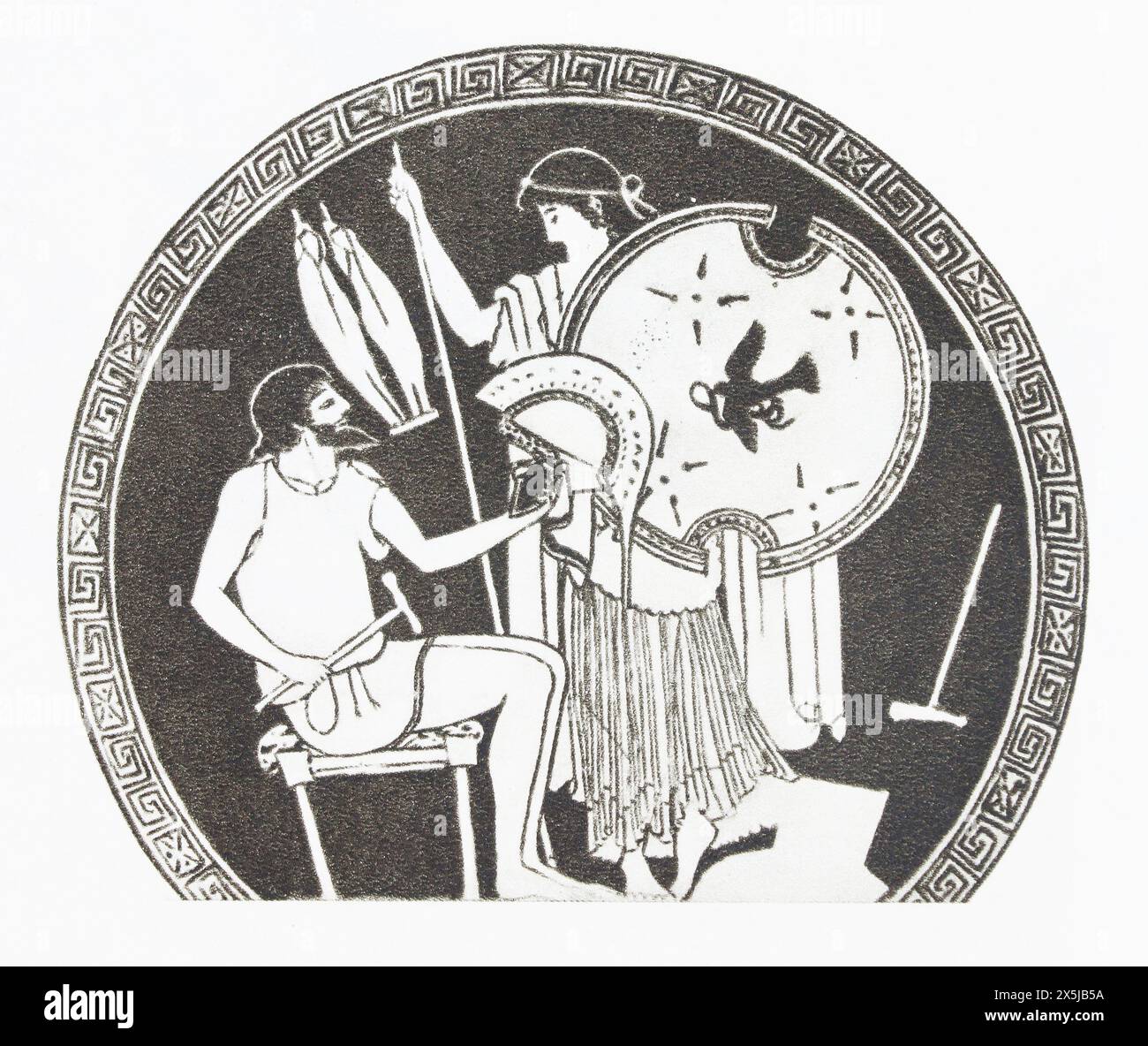 Efesto e Teti. Antica pittura greca su un vaso del V secolo a.C. Foto Stock