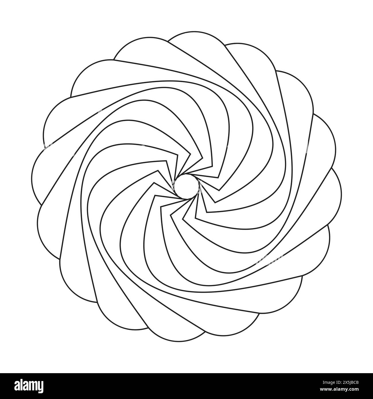 Pagina dei libri colorati Mandala Spirals per bambini per l'interno del libro KDP. Petali tranquilli, capacità di rilassarsi, esperienze cerebrali, Harmonous Haven, Quiet Portia Illustrazione Vettoriale