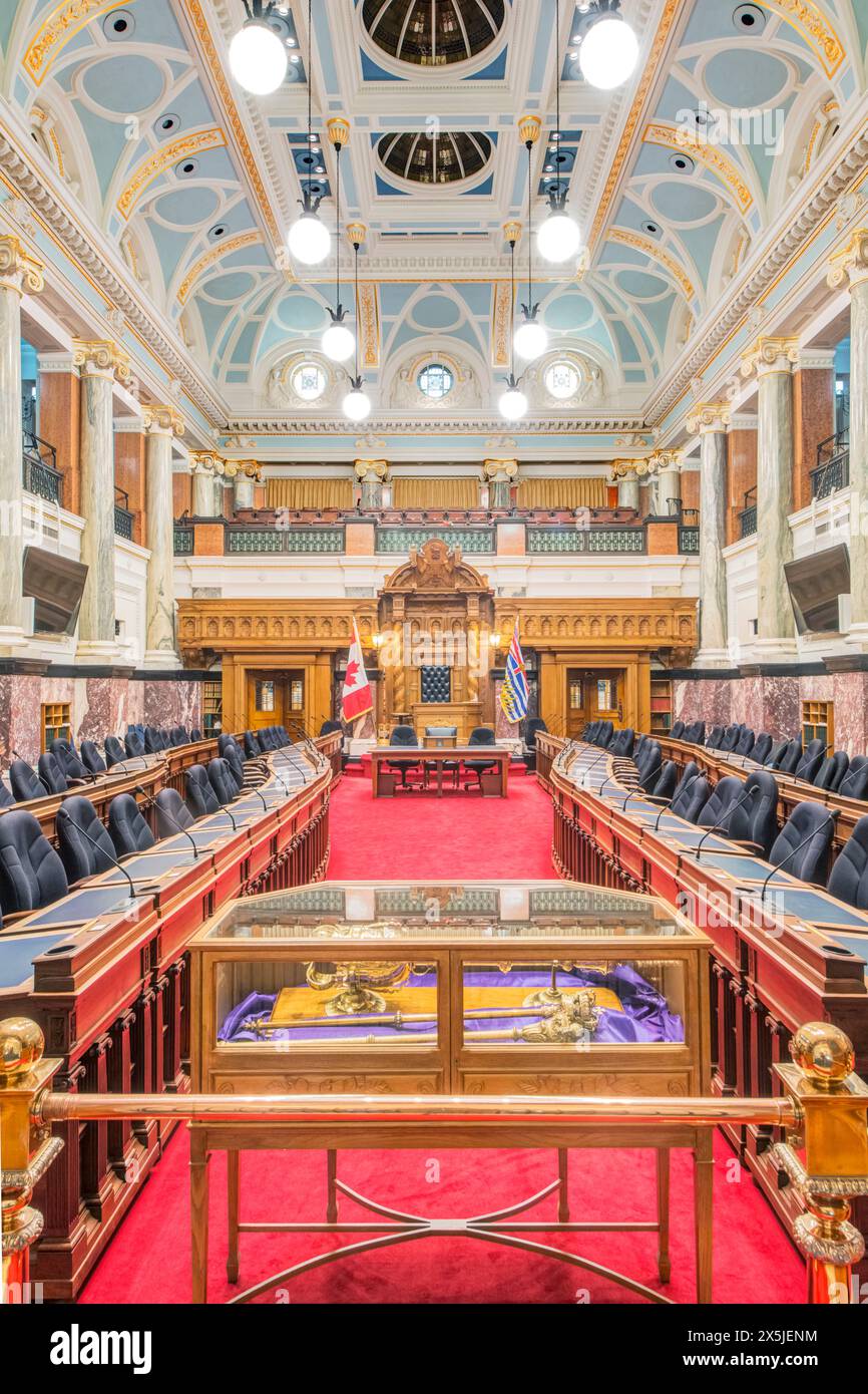 Canada, Columbia Britannica. Victoria, British Columbia Parliament Buildings, legislative Assembly Room Foto Stock