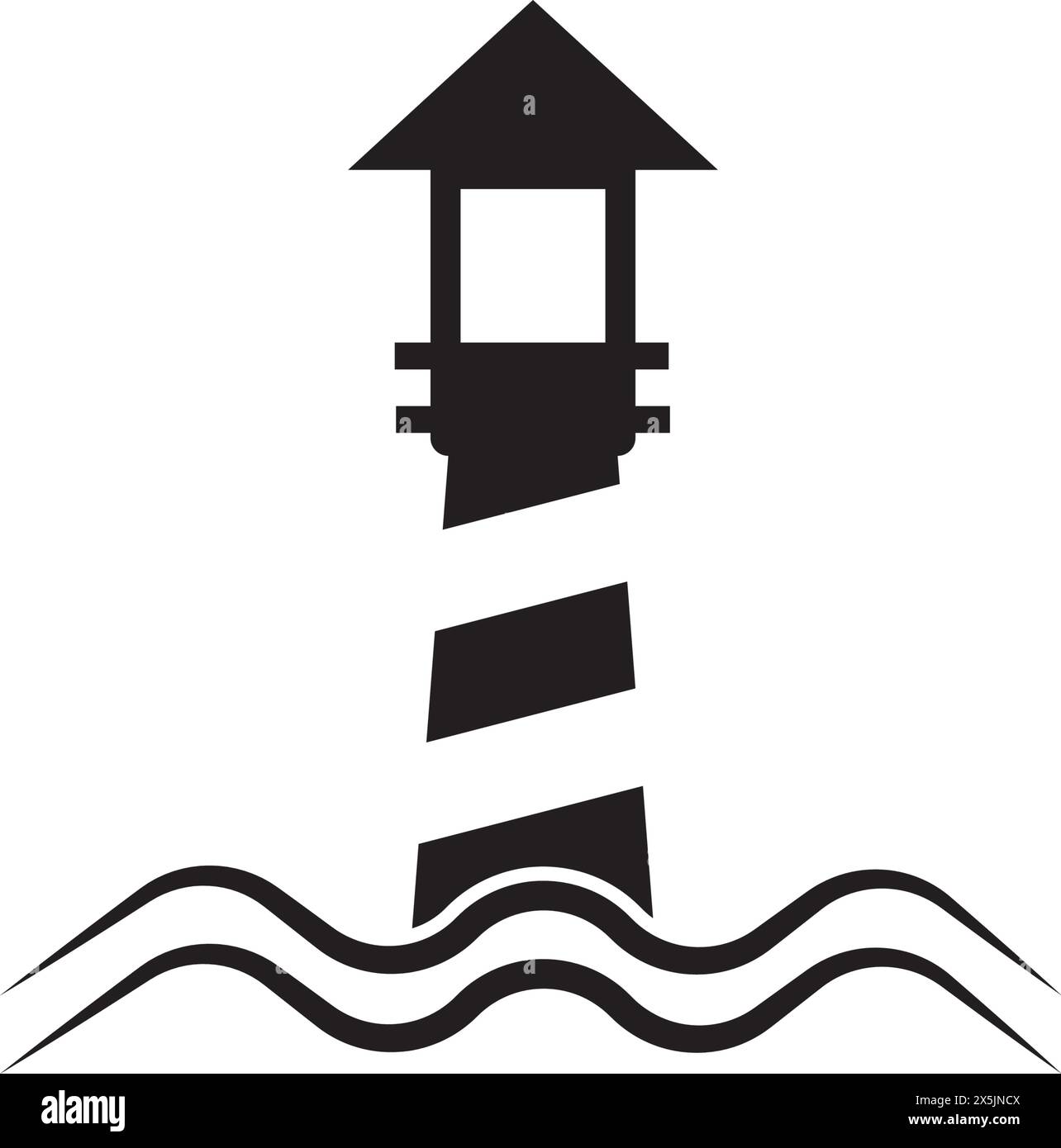 design del logo dell'illustrazione vettoriale dell'icona del faro Illustrazione Vettoriale