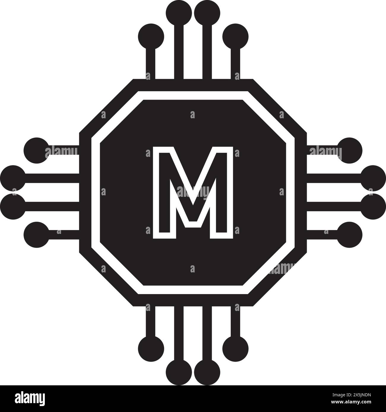 illustrazione vettoriale dell'icona microchip, disegno del simbolo Illustrazione Vettoriale
