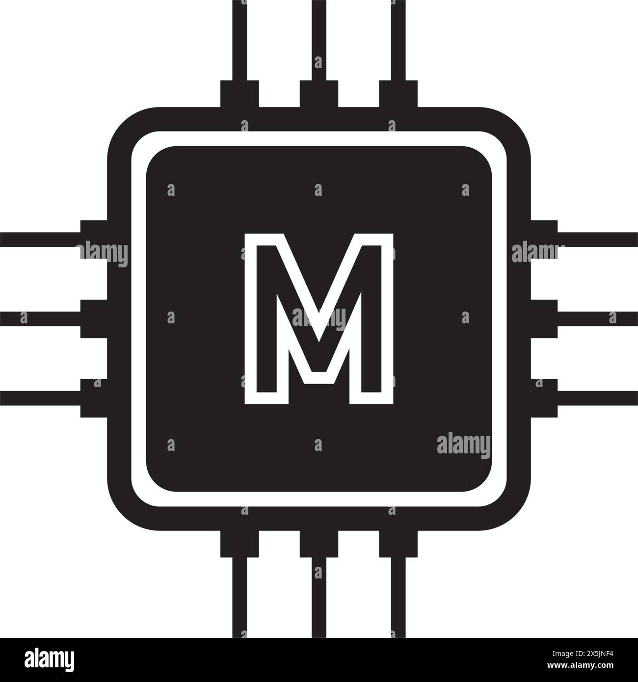 illustrazione vettoriale dell'icona microchip, disegno del simbolo Illustrazione Vettoriale