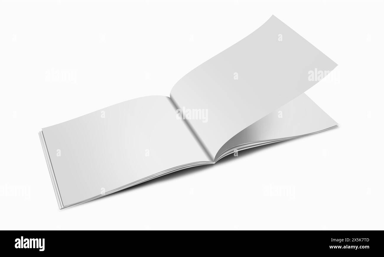 Mockup per brochure A4 orizzontale in rendering 3D su sfondo bianco Foto Stock