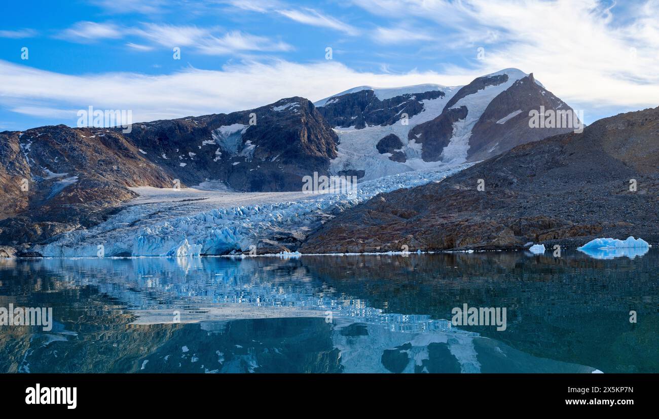 Ghiacciaio di Hahn. Paesaggio nel fiordo di Johan Petersen, un ramo del Sermilik Icefjord, regione di Ammassalik, Groenlandia, territorio danese. Foto Stock