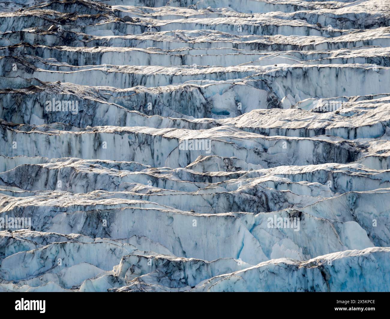 Ghiacciaio di Hahn. Paesaggio nel fiordo di Johan Petersen, un ramo del Sermilik Icefjord, regione di Ammassalik, Groenlandia, territorio danese. Foto Stock