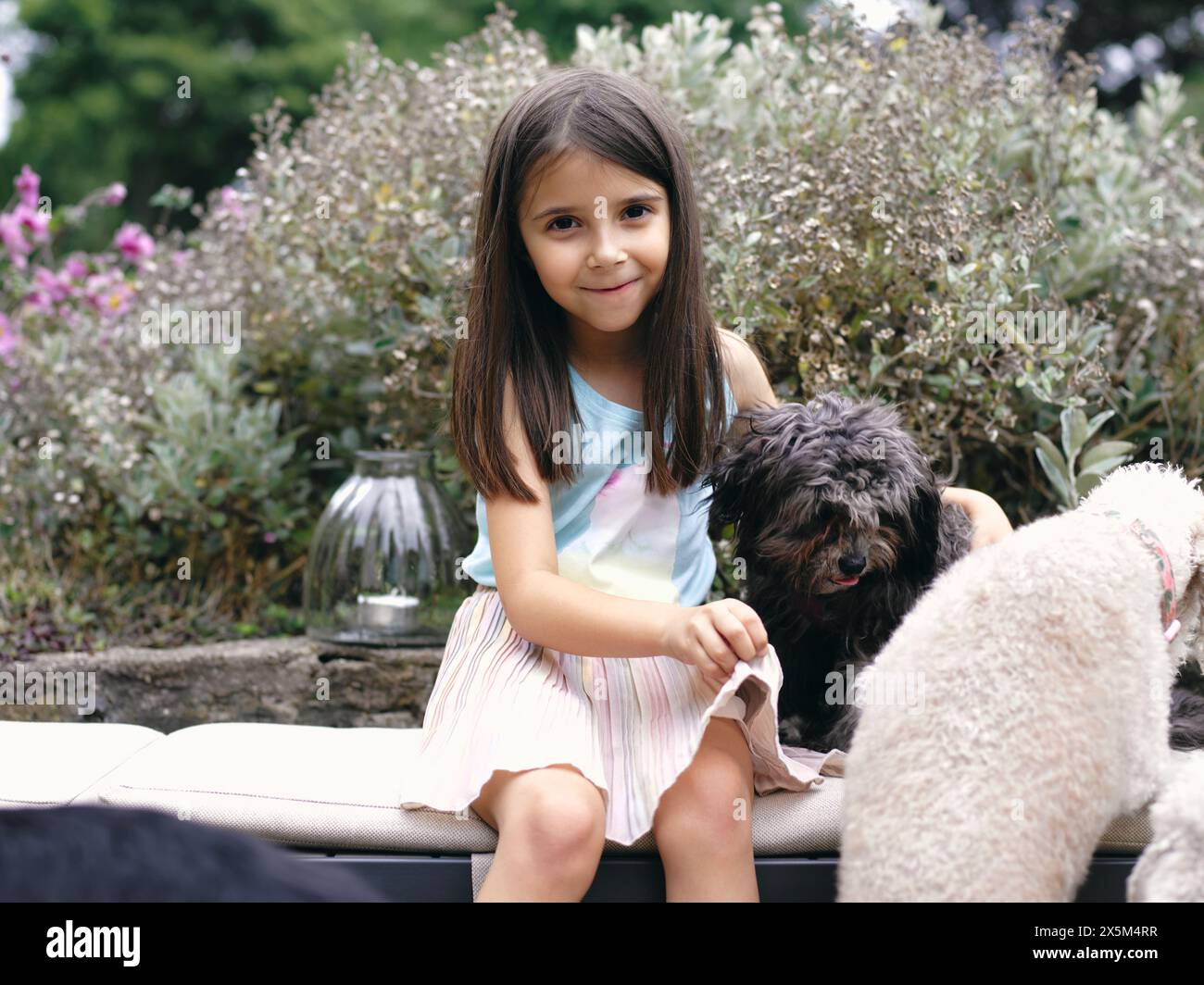Ritratto di ragazza con i cani Foto Stock