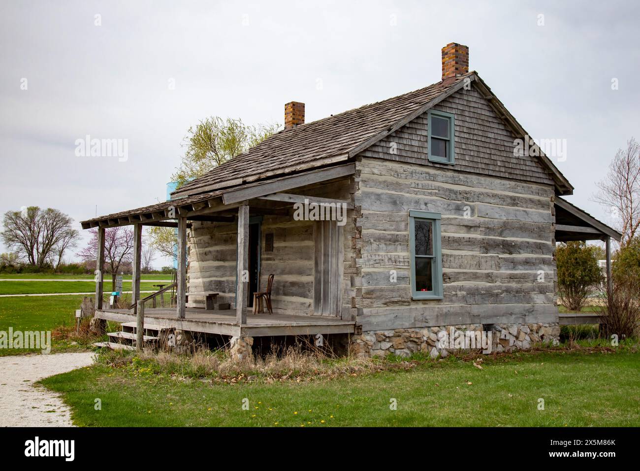 Fort Dodge, Iowa - The Carlson-Richey Cabin at the Fort Museum and Frontier Village. Gestito dalla Fort Dodge Historical Foundation, il museo Foto Stock